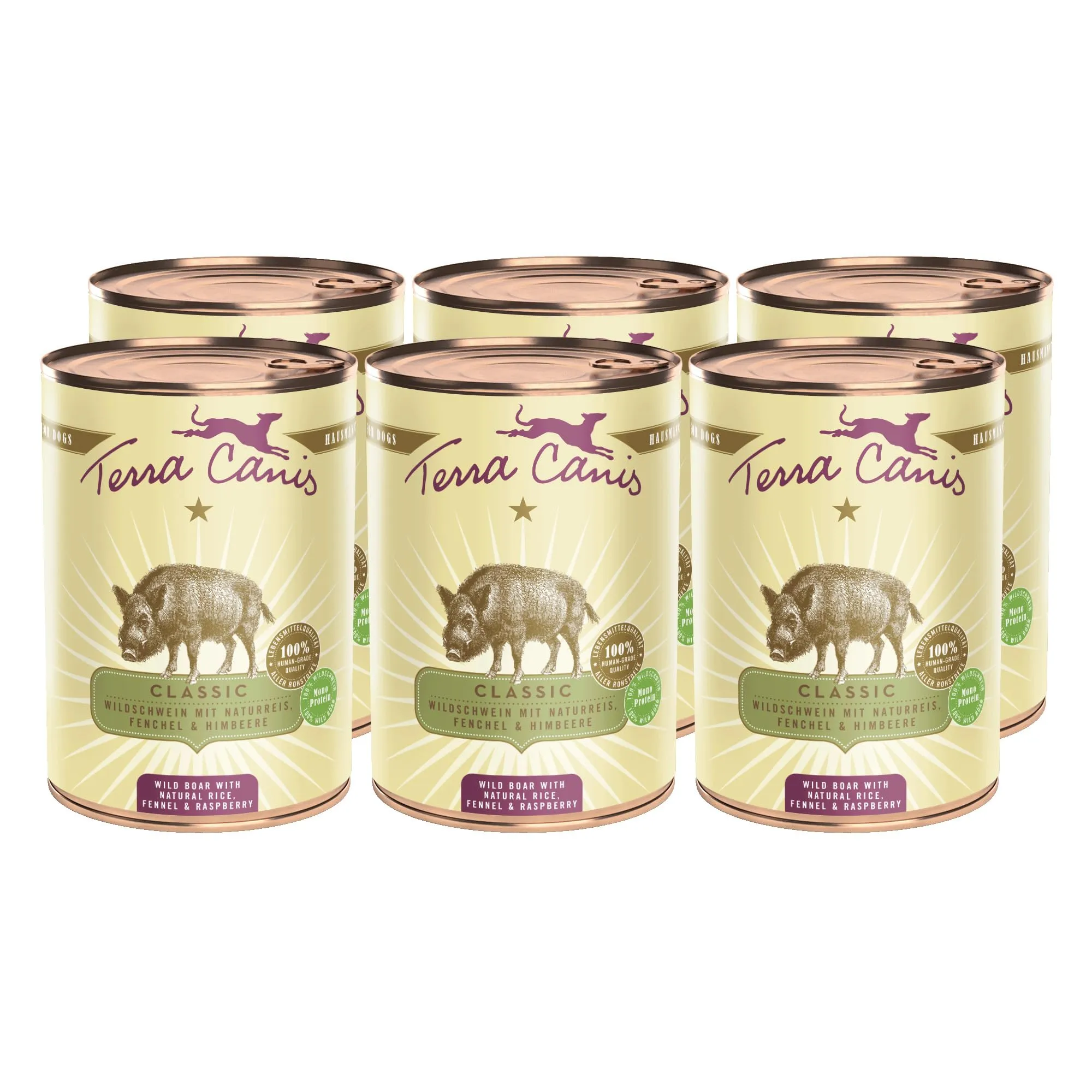 Terra Canis Classic Cibo Umido per Cani Cinghiale e Riso Integrale, 6x400g - immagine 1
