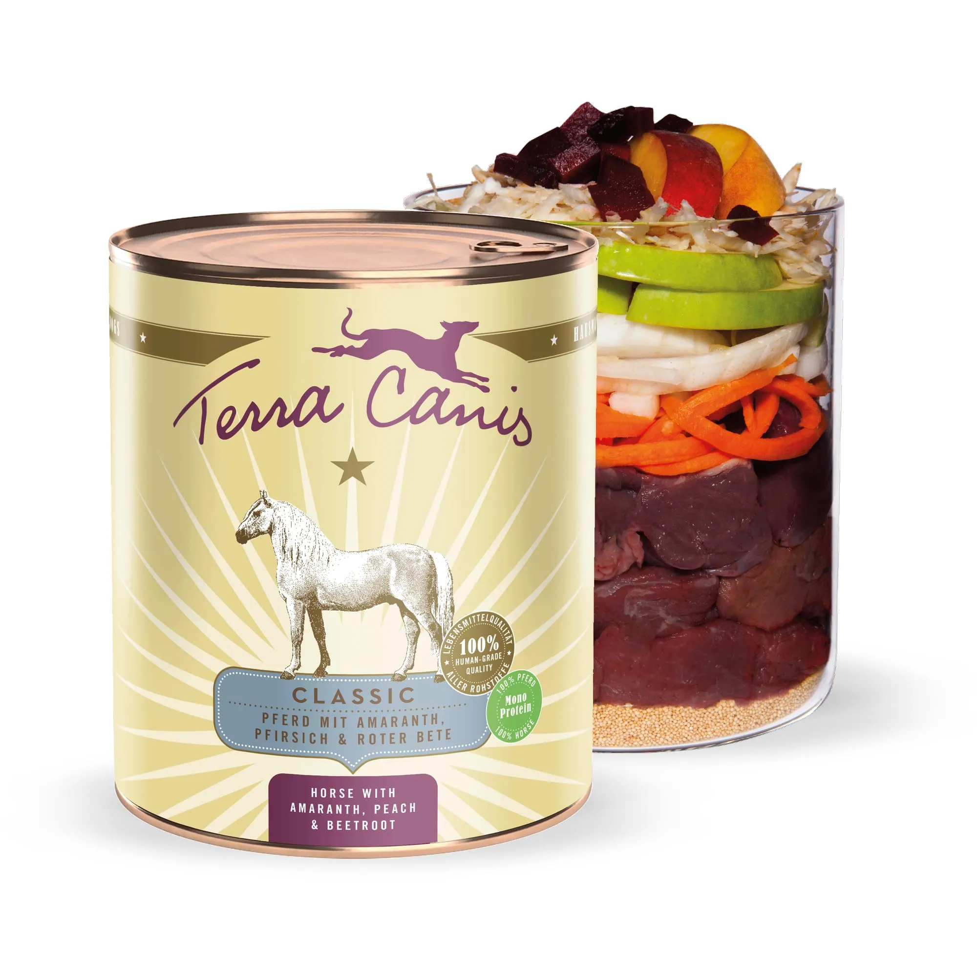 Terra Canis Classic Cavallo con Amaranto, cibo umido per cani, 800g - immagine 1