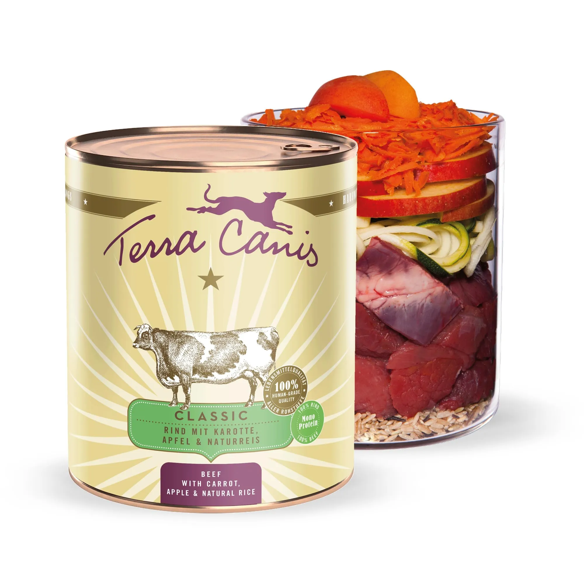 Terra Canis Classic Manzo con carota e riso integrale, cibo per cani, 800g - immagine 1