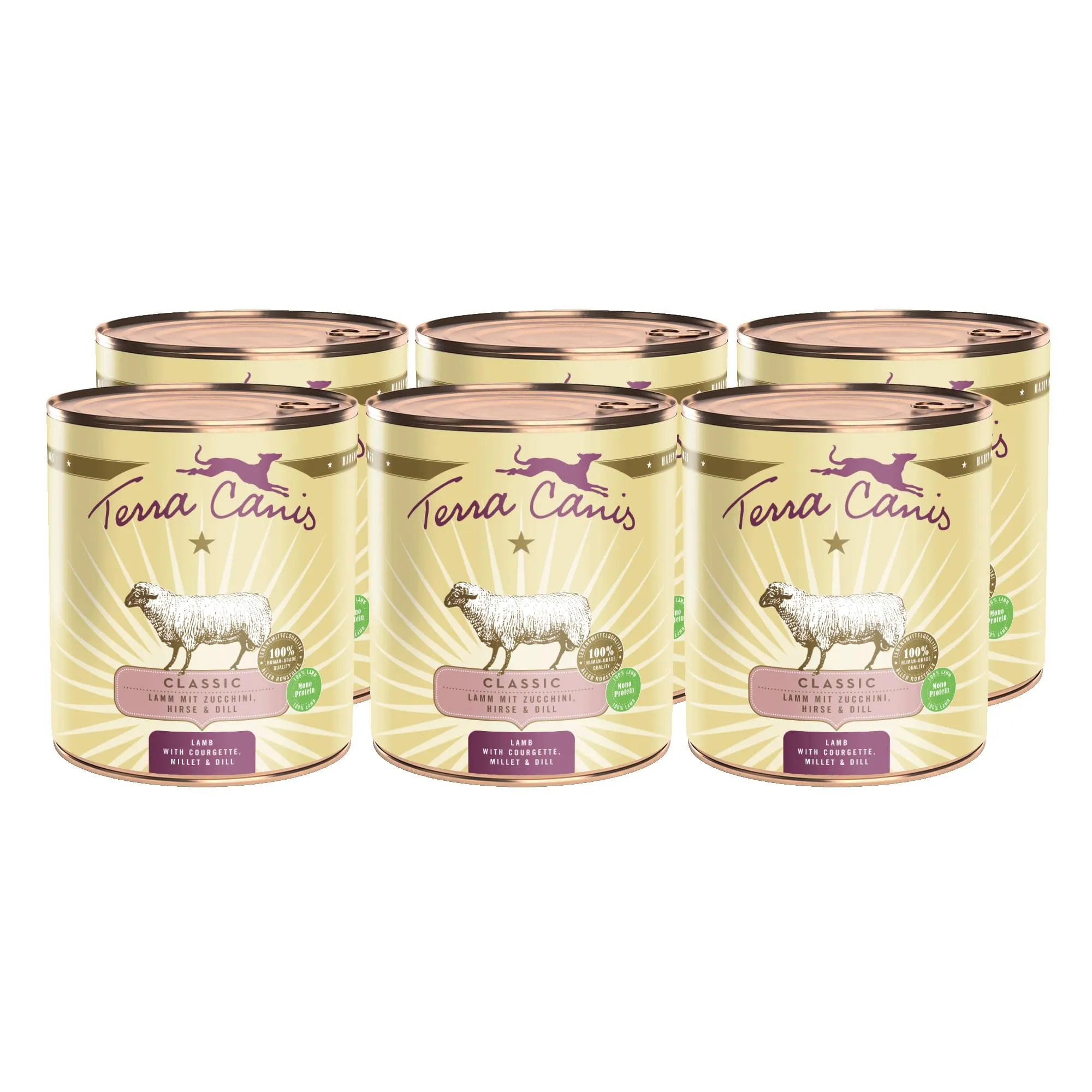 Terra Canis Agnello con zucchina e miglio, Cibo Classic per cani, 6x800g - immagine 1