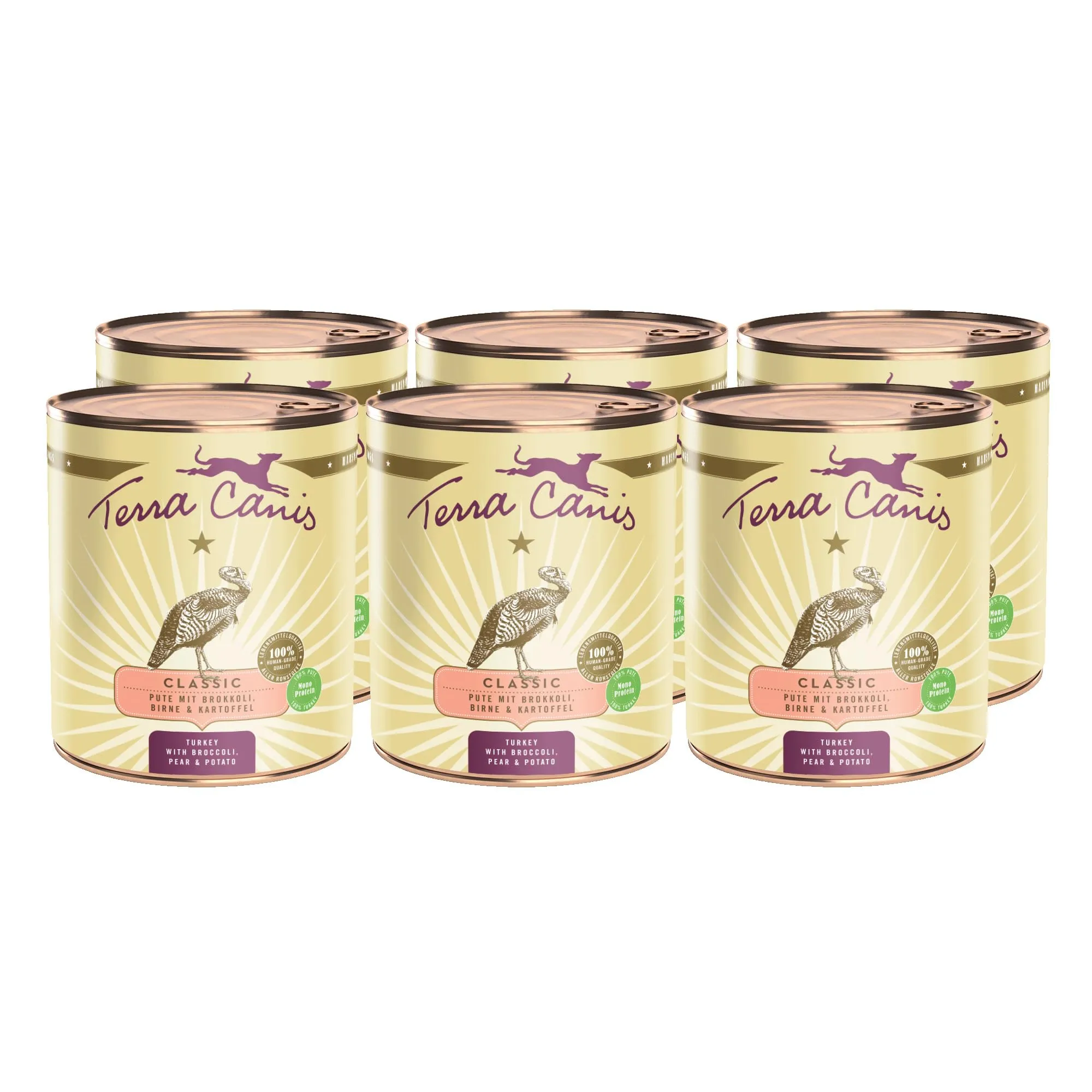 Terra Canis Classic Cibo per Cani Tacchino con Broccolo e Pera, 6x800g - immagine 1