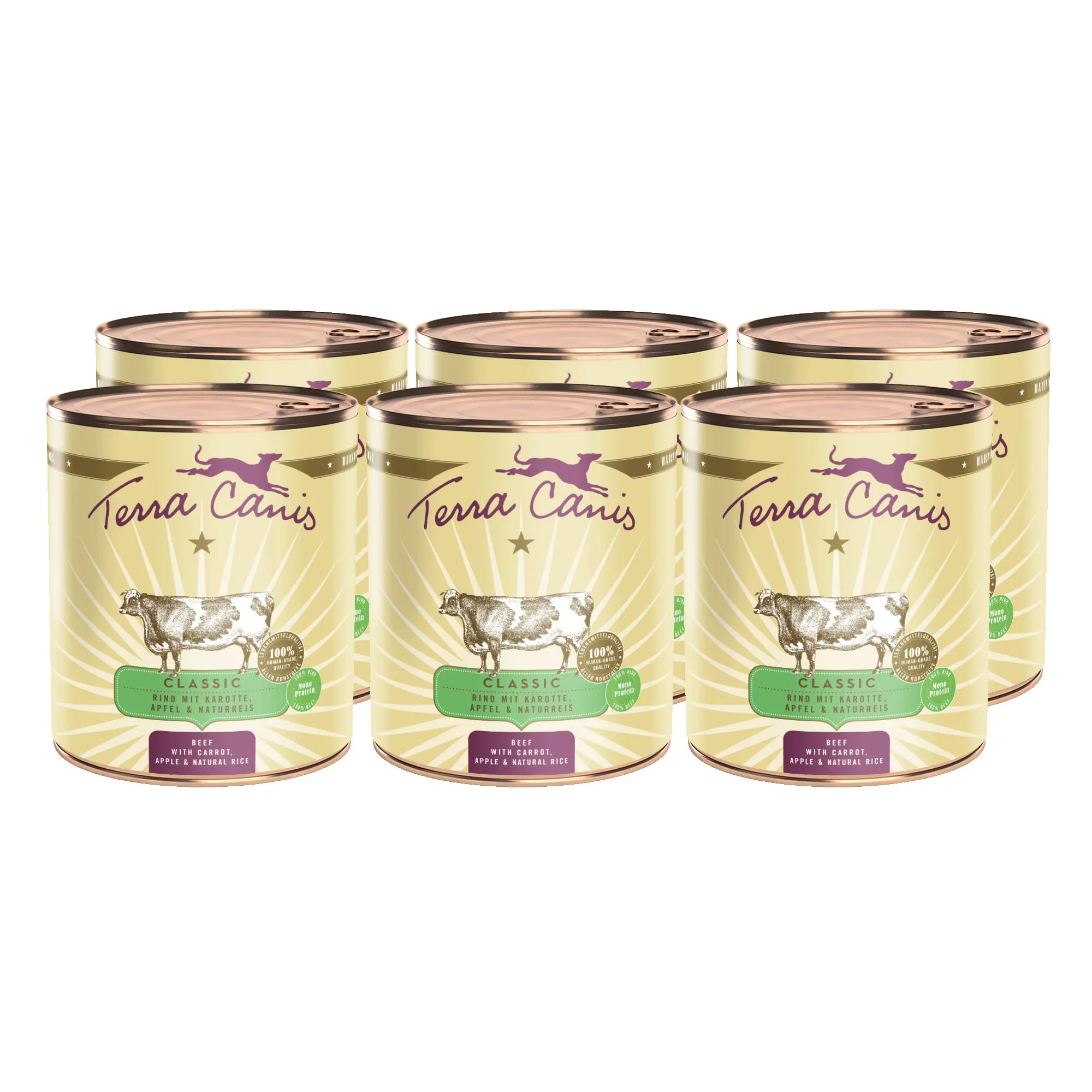 Terra Canis Manzo con carota Classic cibo umido per cani, 6x800g - immagine 1