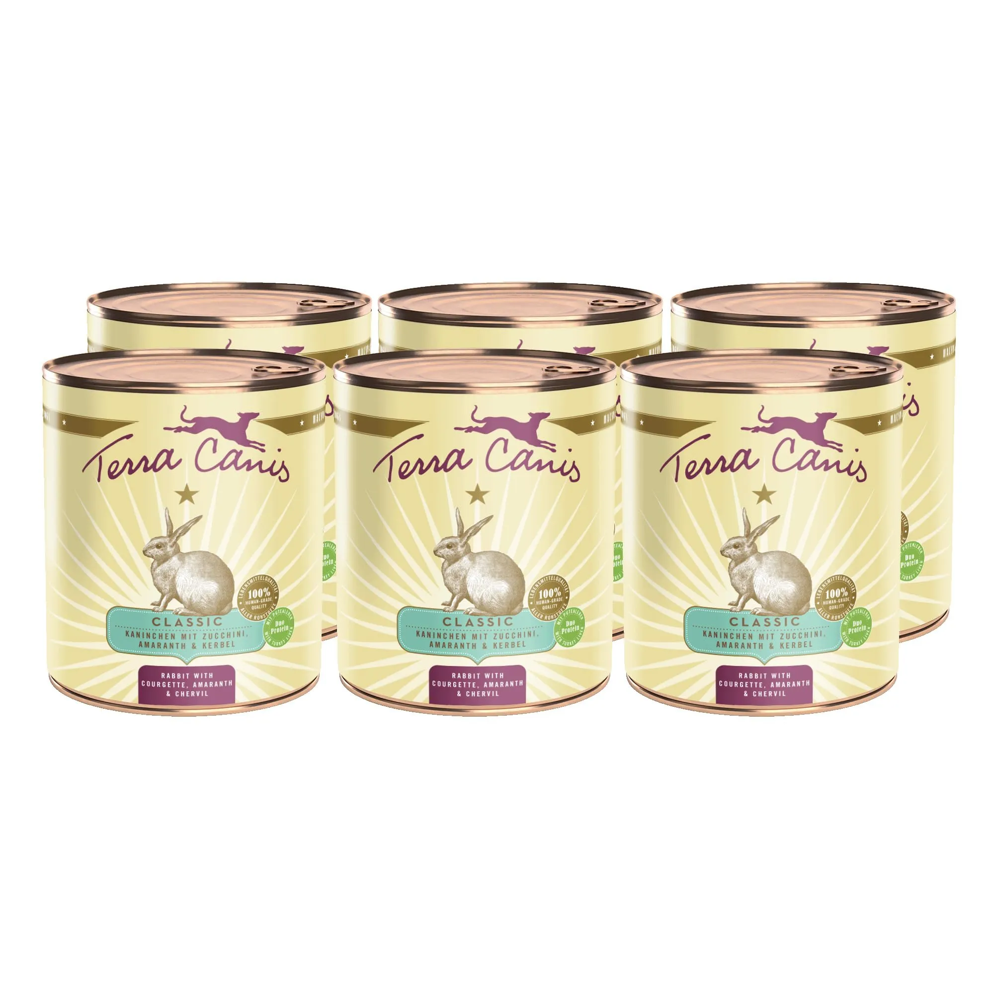 Terra Canis Classic Coniglio con Zucchina Cibo Umido per Cani, 6x800g - immagine 1