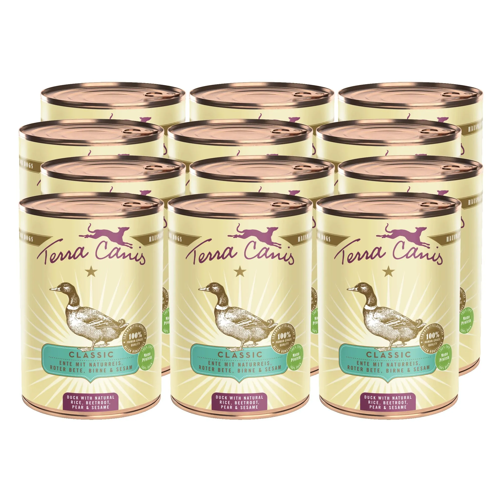 Terra Canis Anatra con riso integrale, cibo Classic per cani, 12x400g - immagine 1