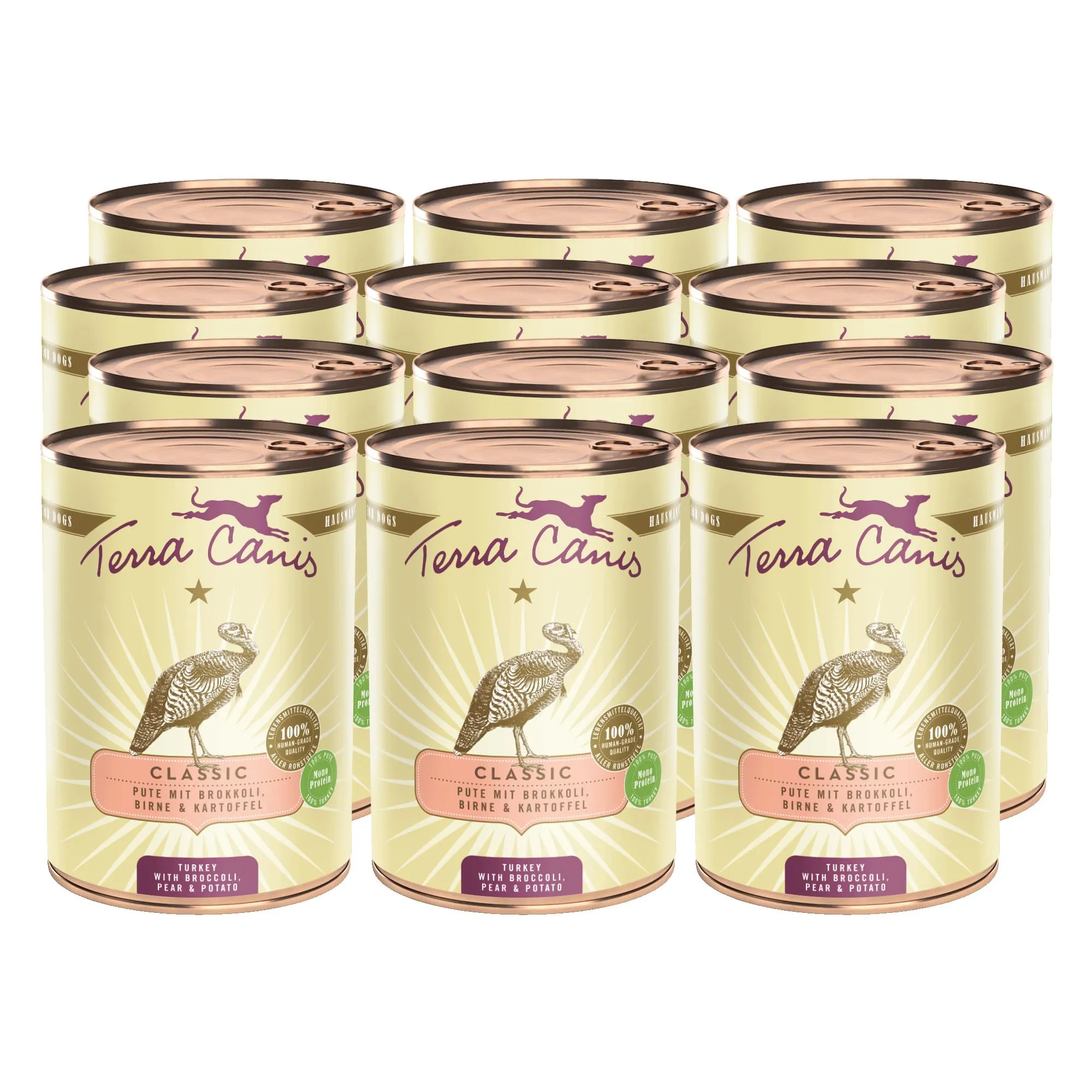 Terra Canis Tacchino con broccolo e pera, cibo Classic per cani, 12x400g - immagine 1
