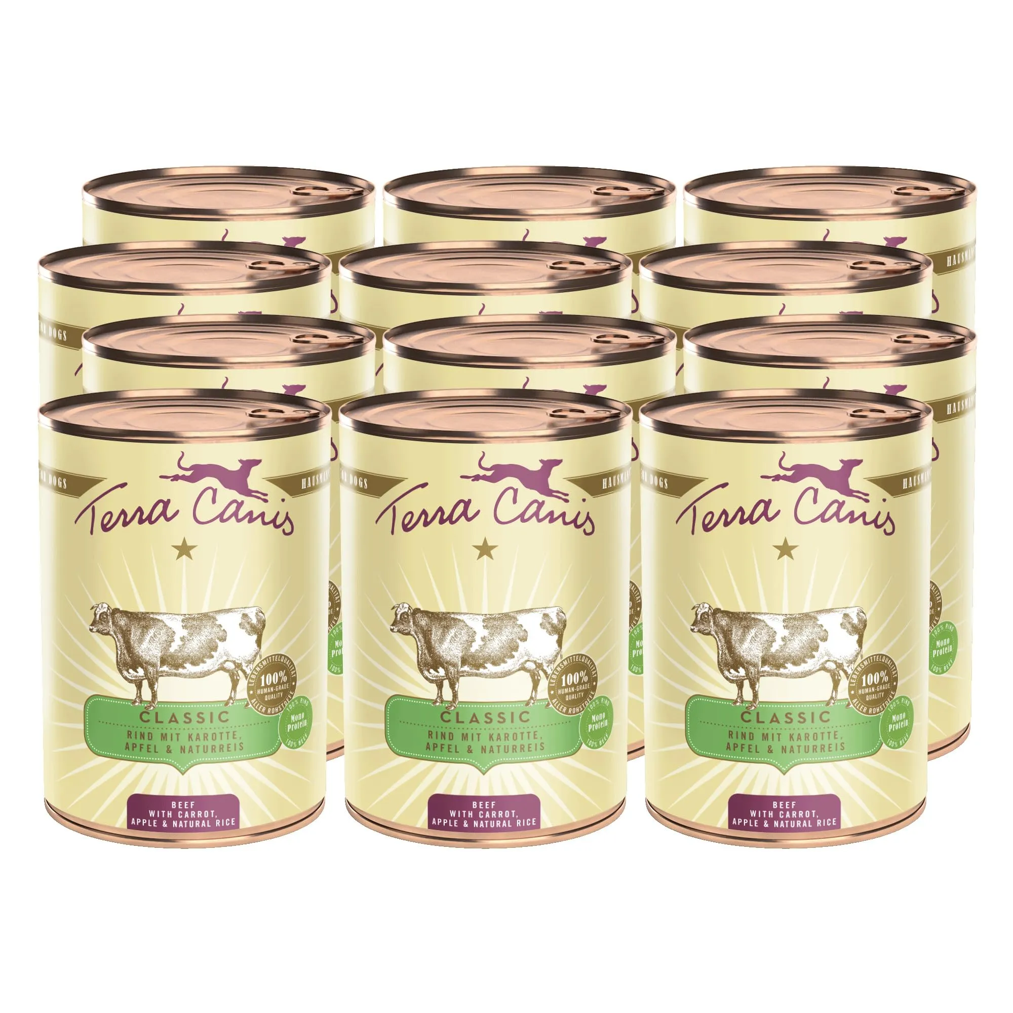 Terra Canis Manzo con carota, Cibo Umido Classic per Cani, 12x400g - immagine 1