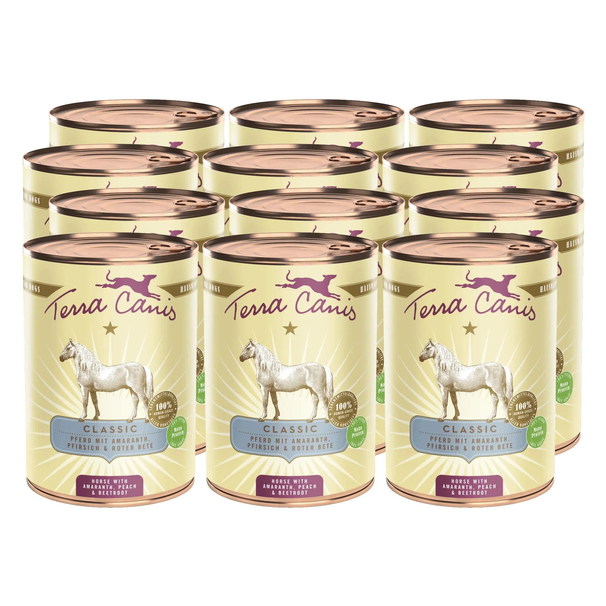 Terra Canis Cavallo con amaranto, cibo umido Classic per cani, 12x400g - immagine 1