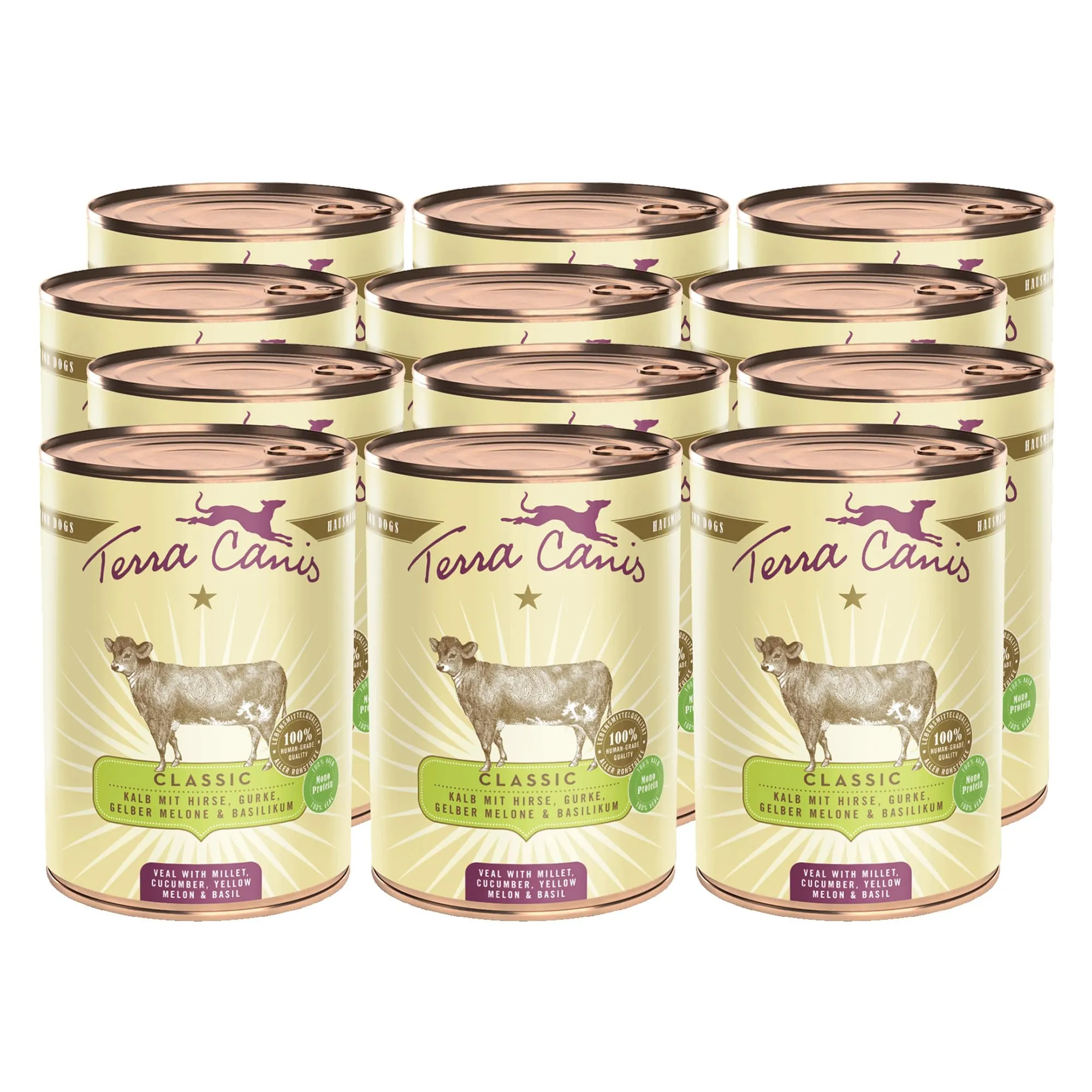Terra Canis Vitello con miglio e cetriolo, cibo Classic per cani, 12x400g - immagine 1