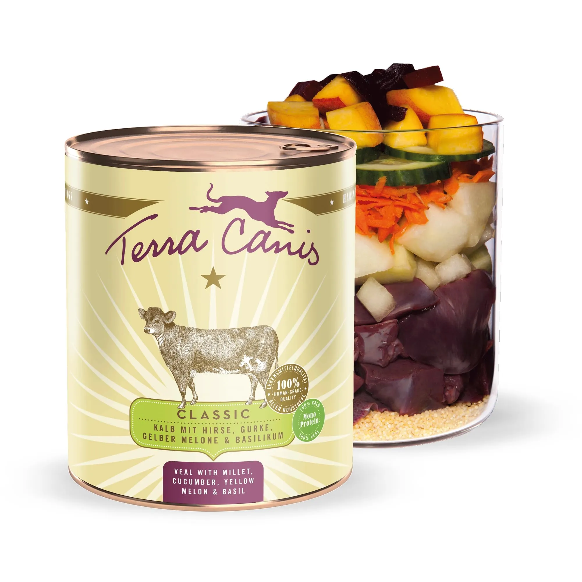 Terra Canis Vitello con miglio e cetriolo, cibo Classic per cani, 800g - immagine 1