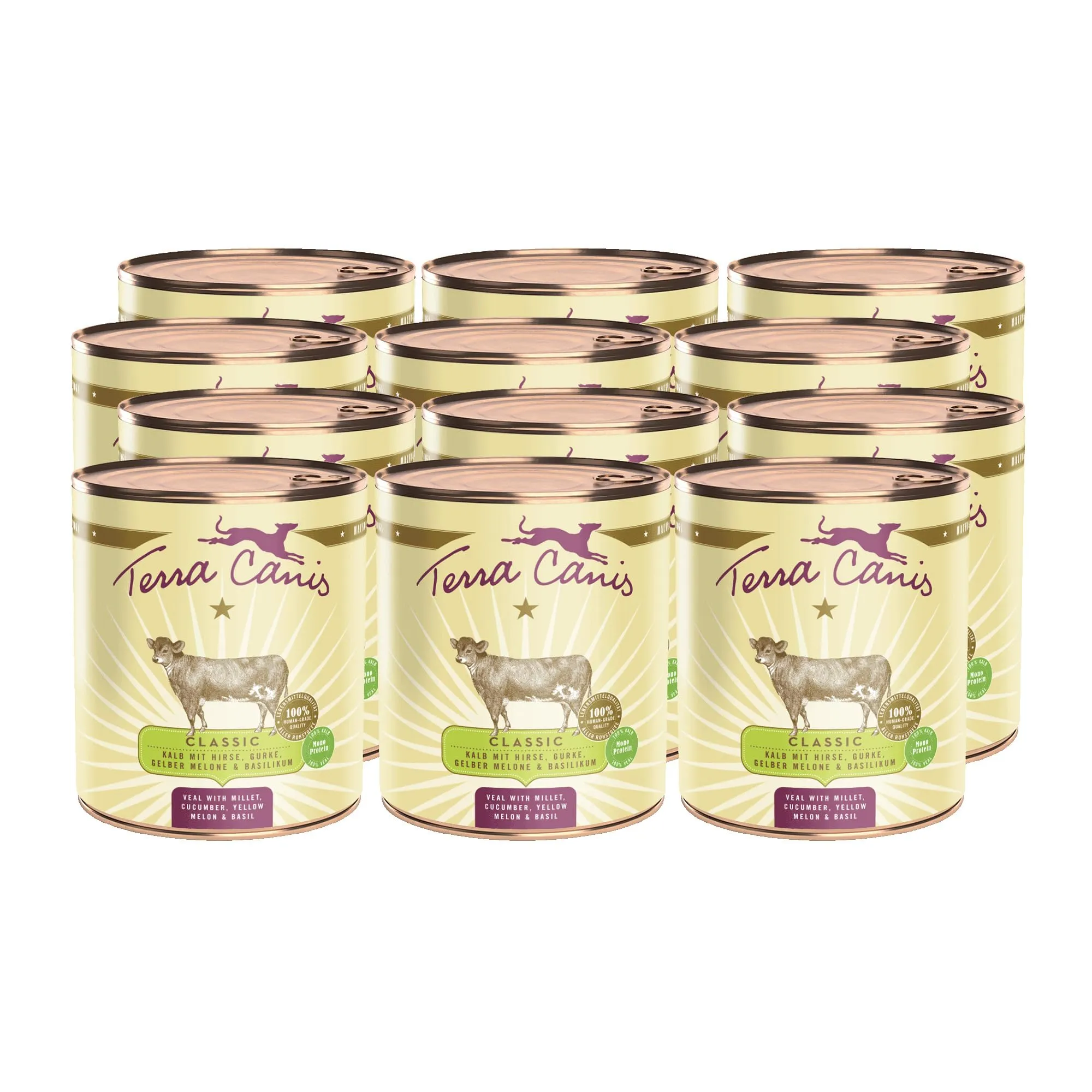 Terra Canis Vitello con miglio e cetriolo, cibo Classic per cani, 12x800g - immagine 1
