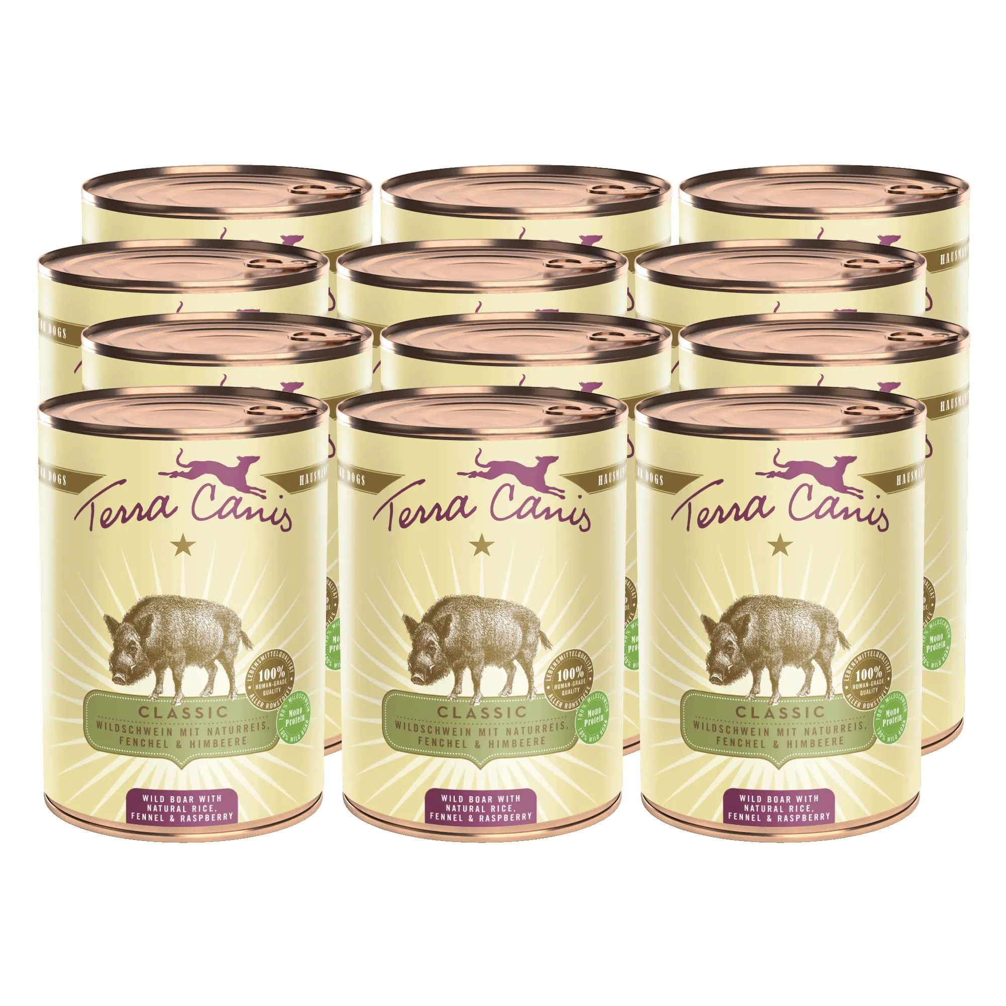 Terra Canis Cinghiale con riso integrale, Classic per cani, 12x400g - immagine 1