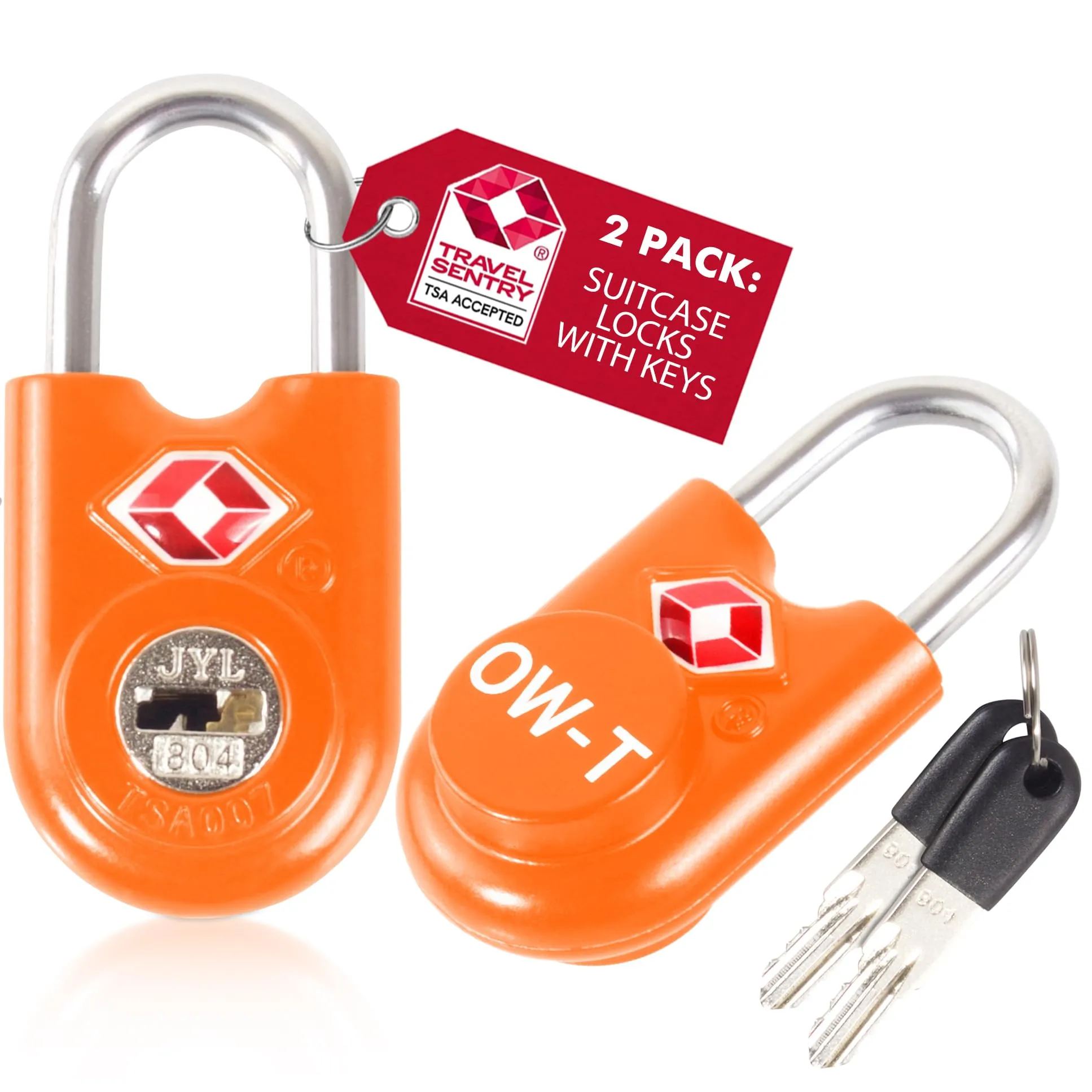OW-Travel Lucchetti TSA con Chiave, Arancione, 2 Pz - immagine 1