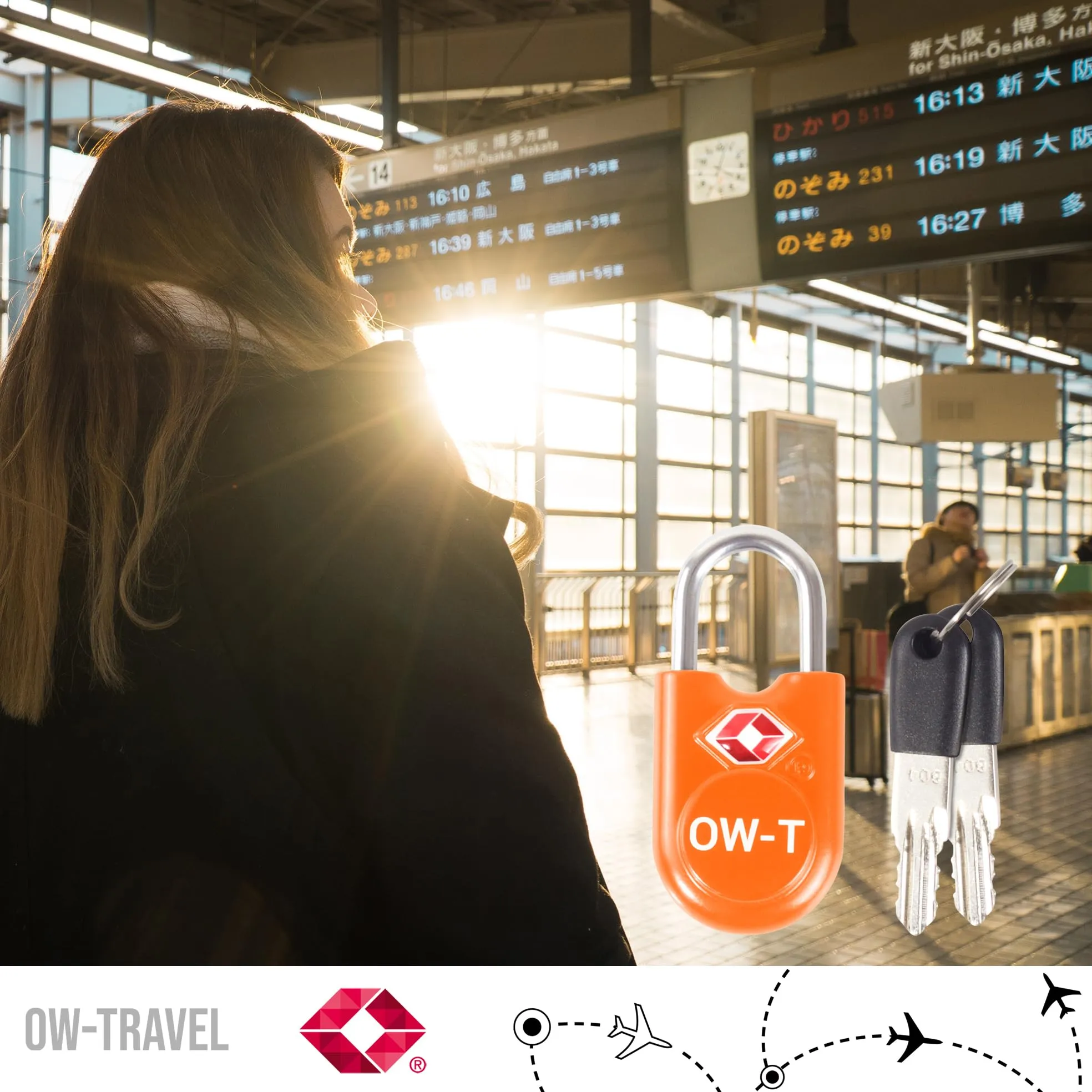 OW-Travel Lucchetti TSA con Chiave, Arancione, 2 Pz - immagine 9