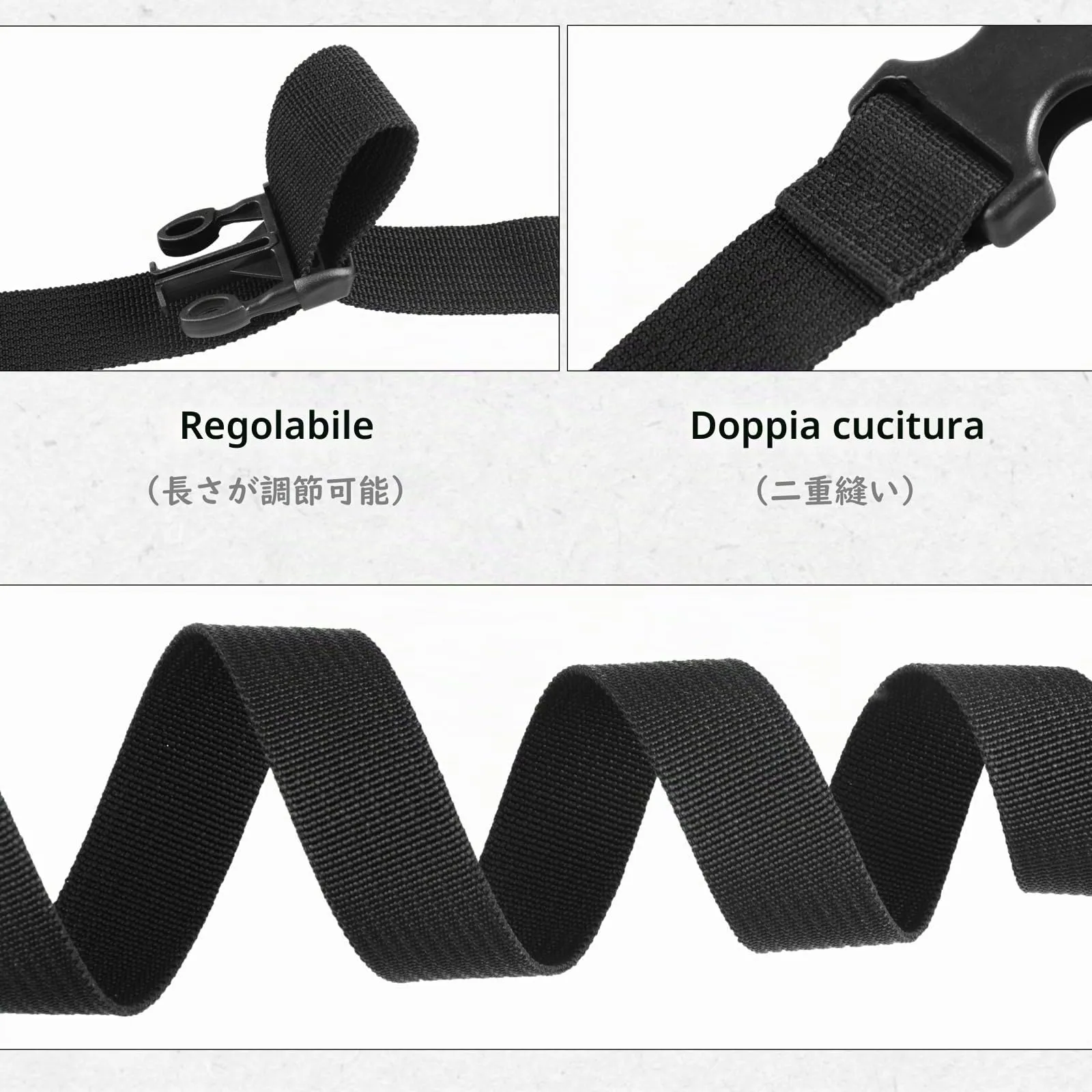 TRIWONDER Cinghie di Fissaggio per Valigie con Sgancio Rapido, Nero, 25mm x 3m - immagine 4