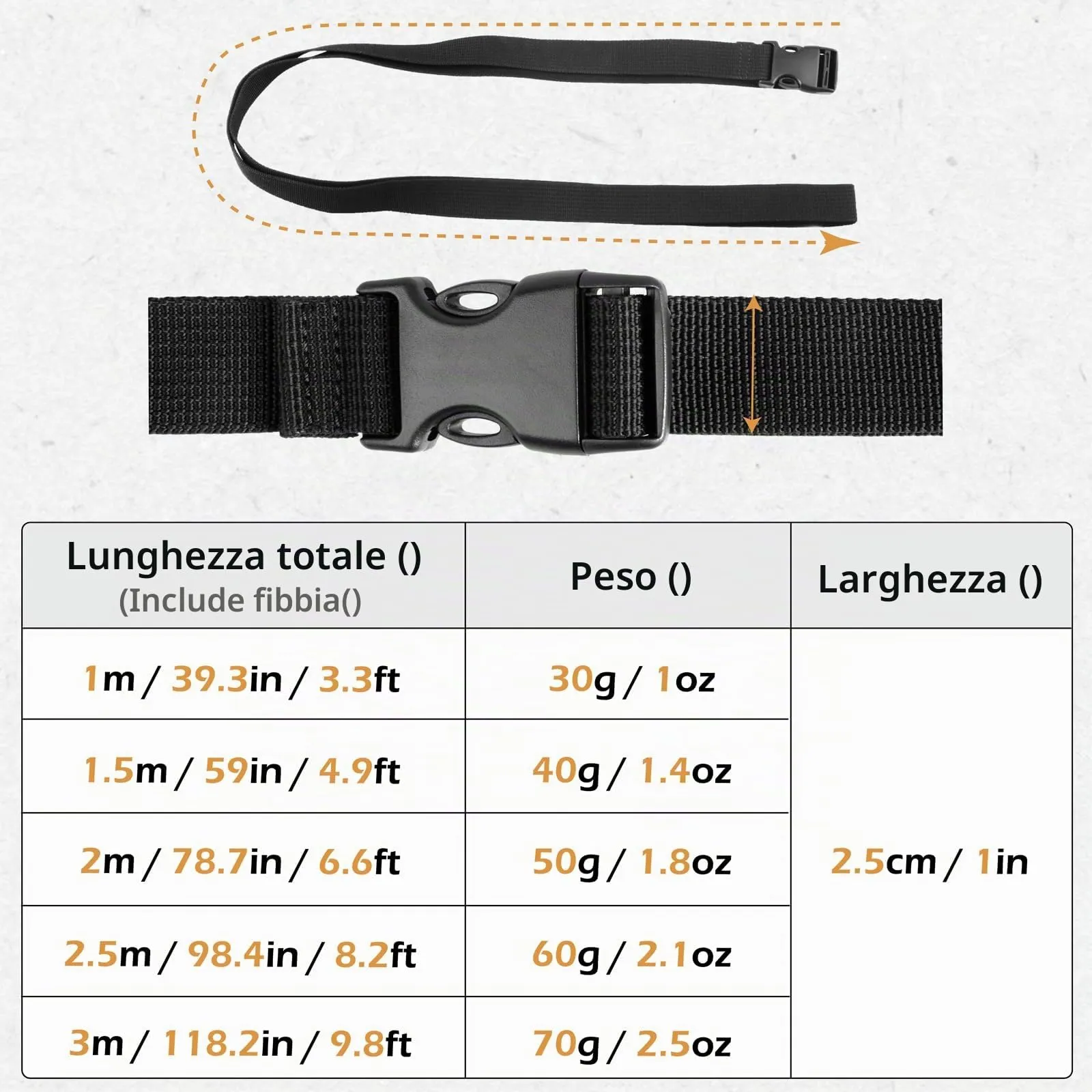 TRIWONDER Cinghie di Fissaggio per Valigie con Sgancio Rapido, Nero, 25mm x 1,5 m - immagine 2