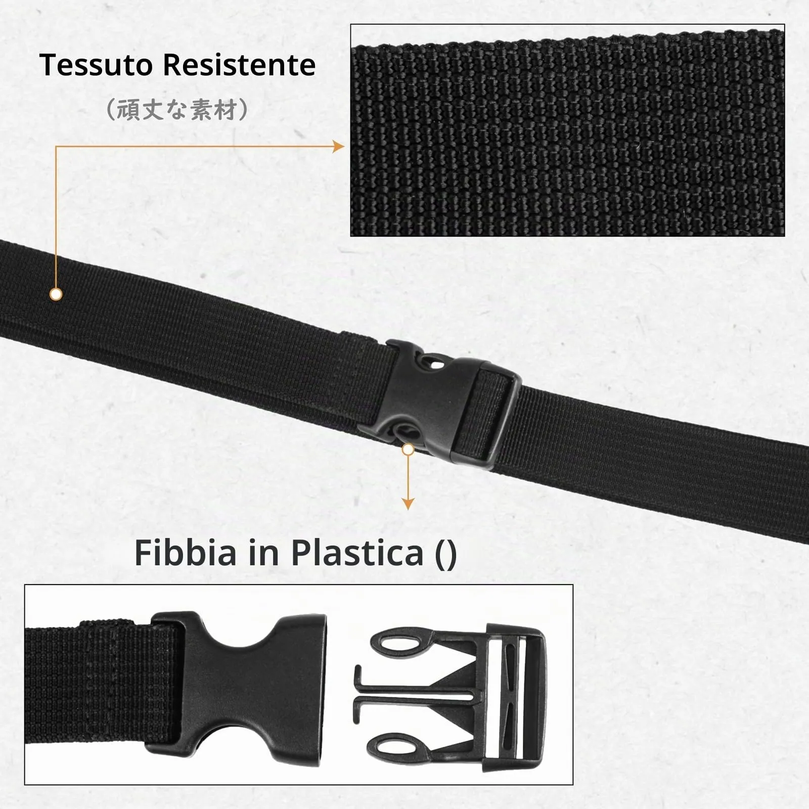 TRIWONDER Cinghie di Fissaggio per Valigie con Sgancio Rapido, Nero, 25mm x 2m - immagine 5