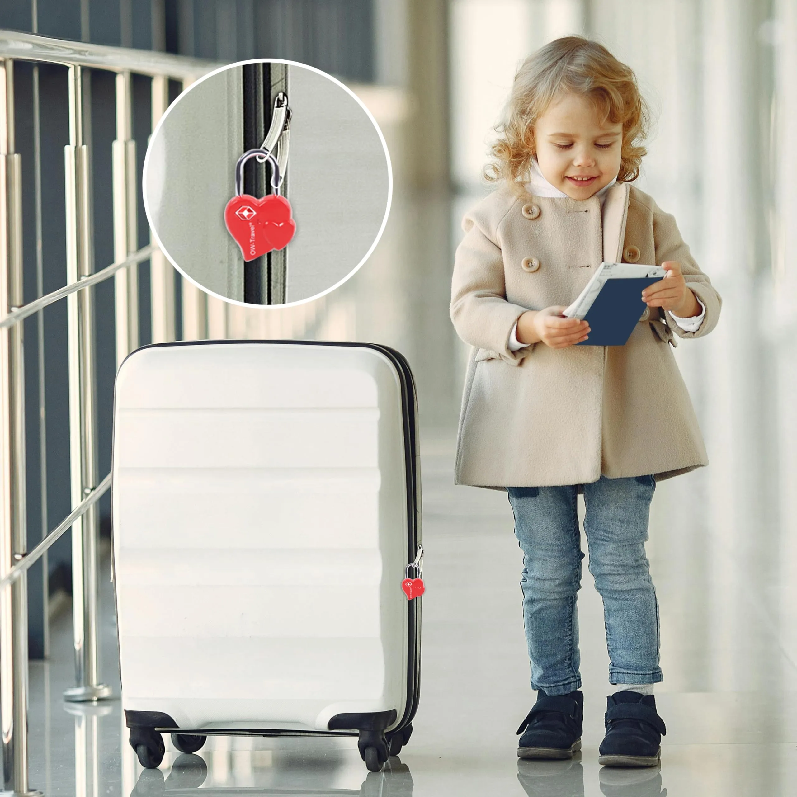 OW-Travel Lucchetto TSA a forma di Cuore con Chiave, 1 Pezzo - immagine 2