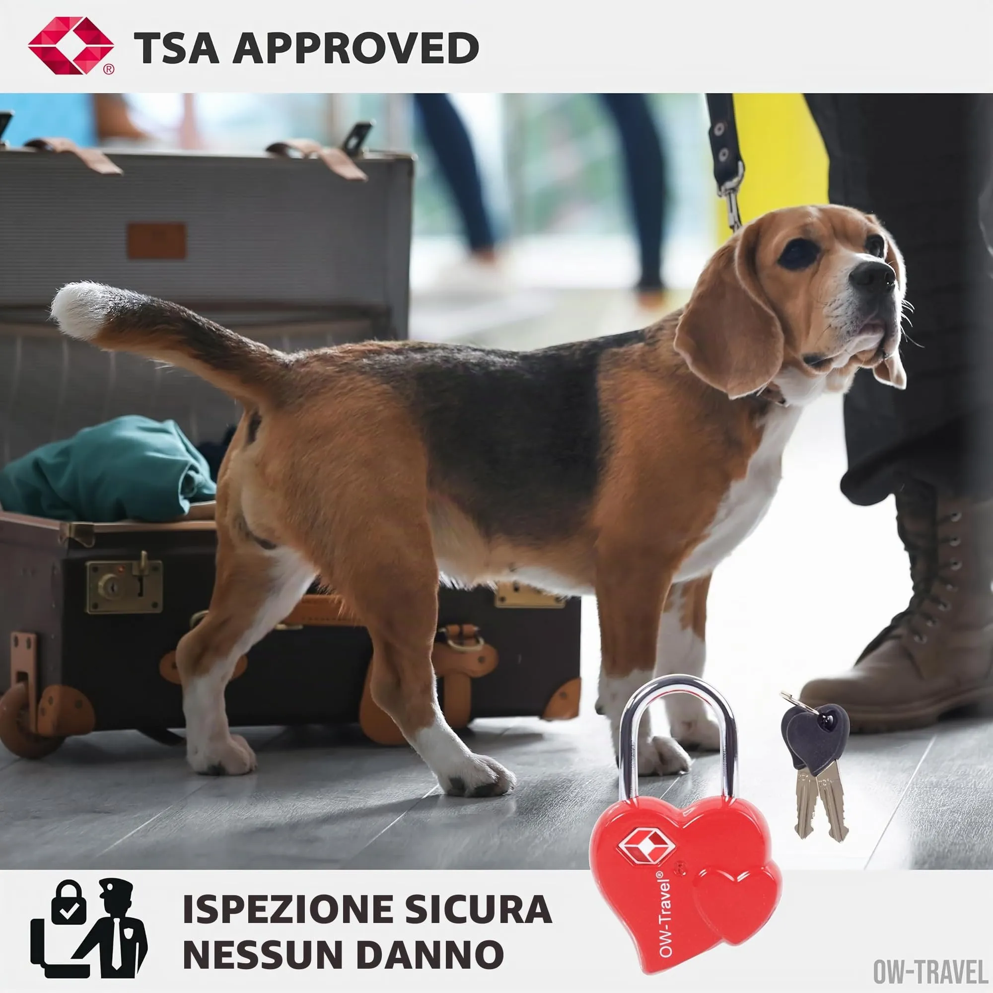 OW-Travel Lucchetto TSA a forma di Cuore con Chiave, 1 Pezzo - immagine 5