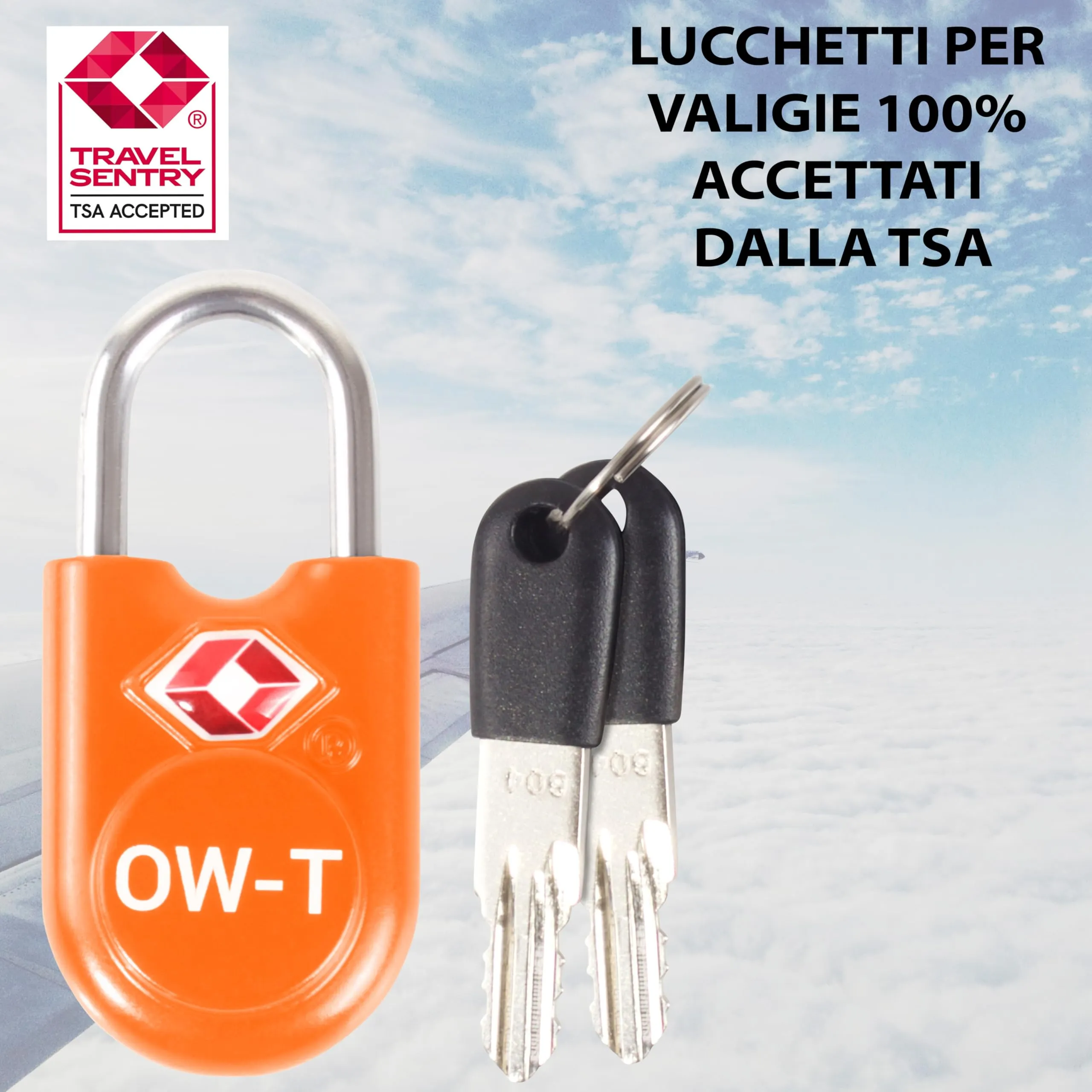 OW-Travel Lucchetti TSA con Chiave, Arancione, 4 Pezzi - immagine 5