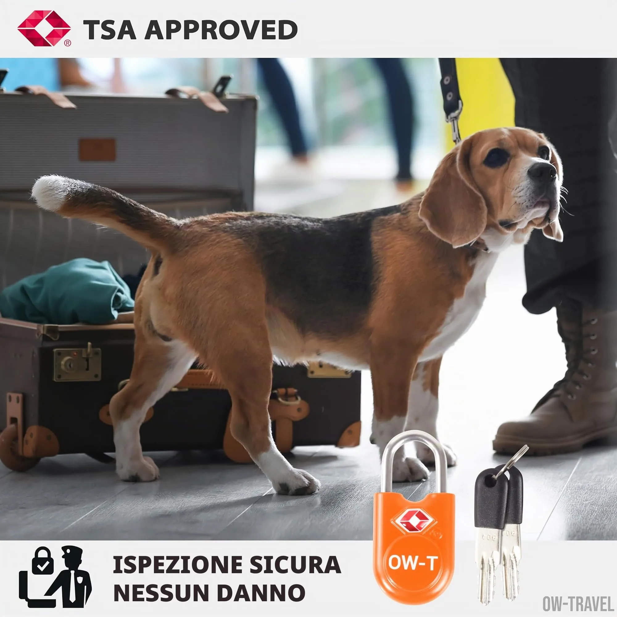 OW-Travel Lucchetti TSA con Chiave, Arancione, 4 Pezzi - immagine 6