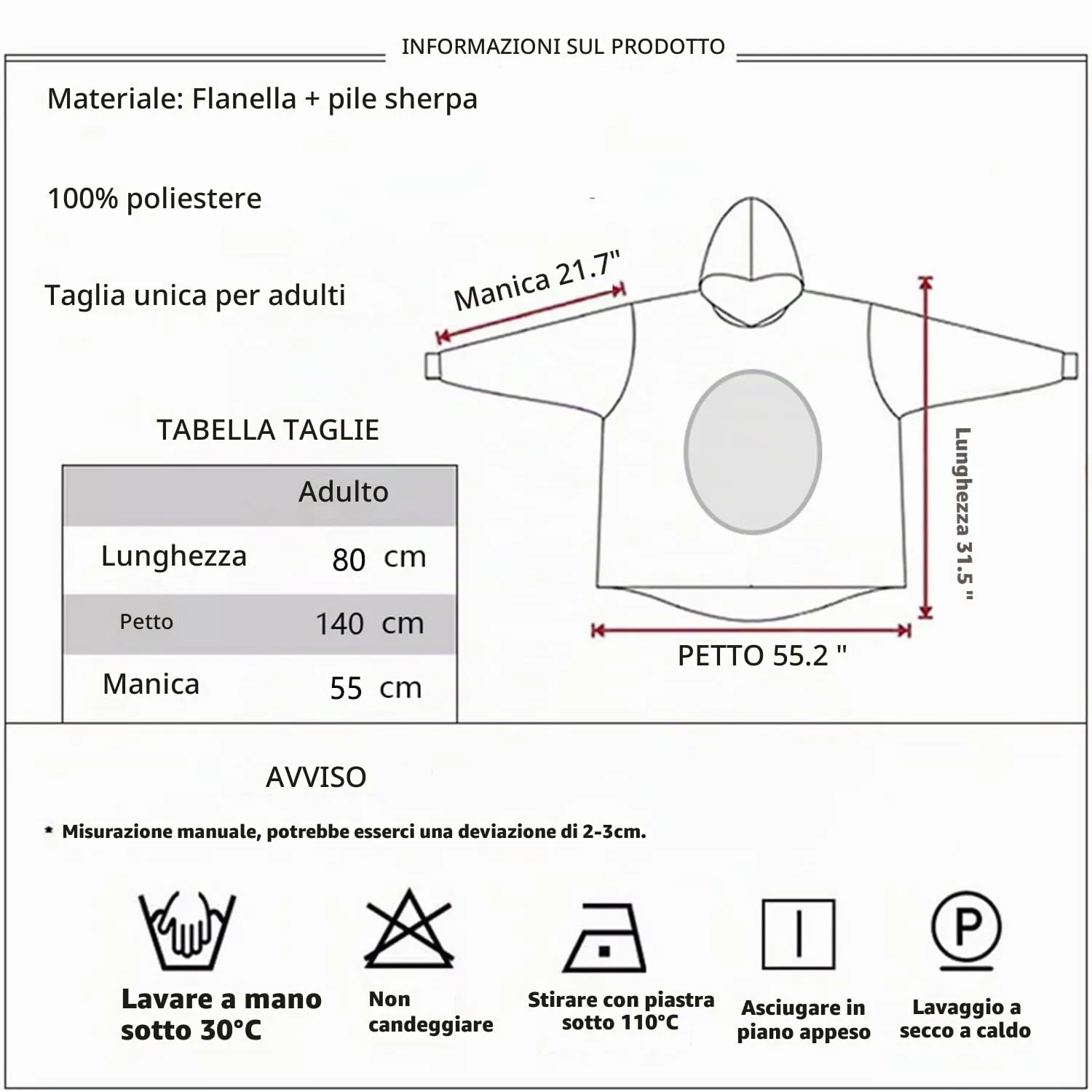 Queenshin Felpa Coperta Indossabile con Cappuccio Volpe Arancione in Pile Sherpa, Oversize Unisex - immagine 6
