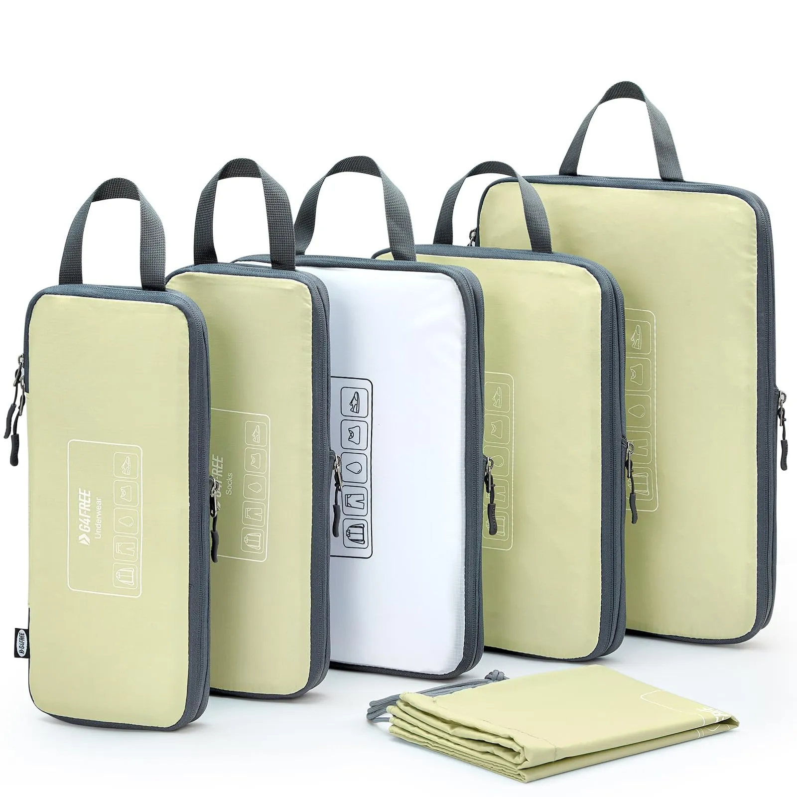 G4Free Set 6 Pezzi Cubi di Compressione per Imballaggi e Organizzazione Vestiti da Viaggio - immagine 1