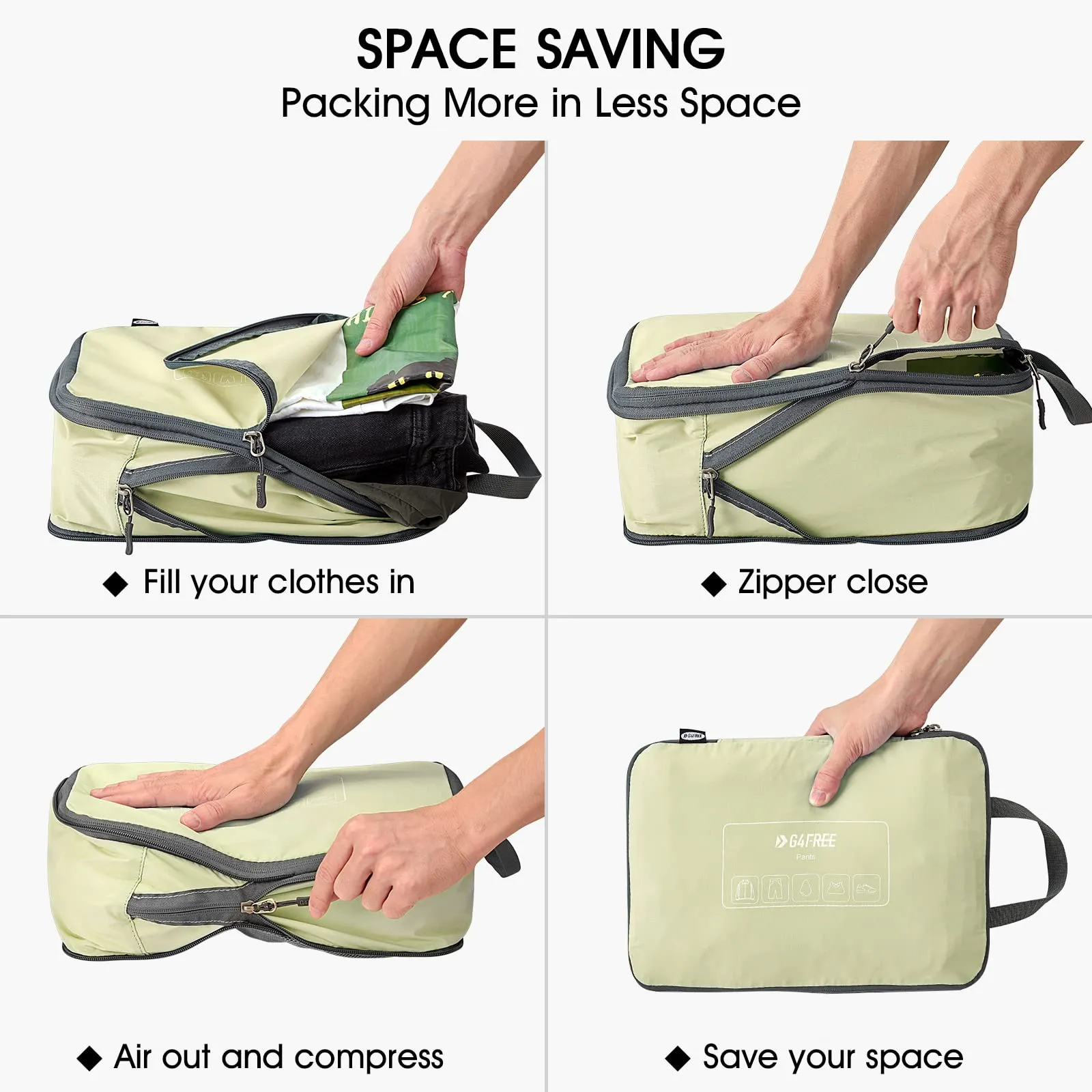 G4Free Set 6 Pezzi Cubi di Compressione per Imballaggi e Organizzazione Vestiti da Viaggio - immagine 2