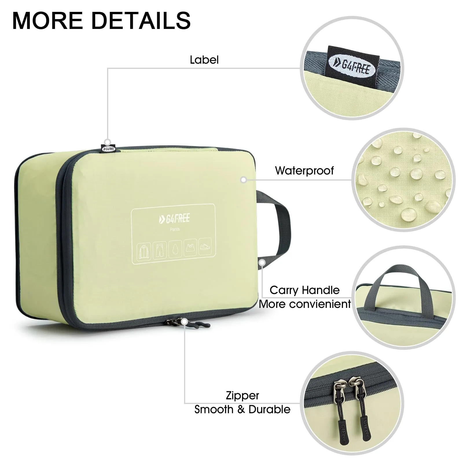 G4Free Set 6 Pezzi Cubi di Compressione per Imballaggi e Organizzazione Vestiti da Viaggio - immagine 6