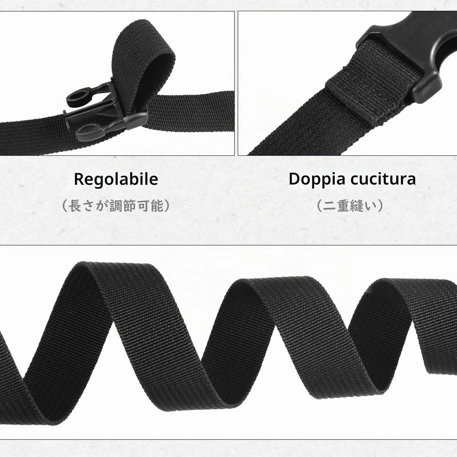 TRIWONDER Cinghie di Fissaggio per Valigie con Sgancio Rapido, Nero, 38mm, 2 m - immagine 4