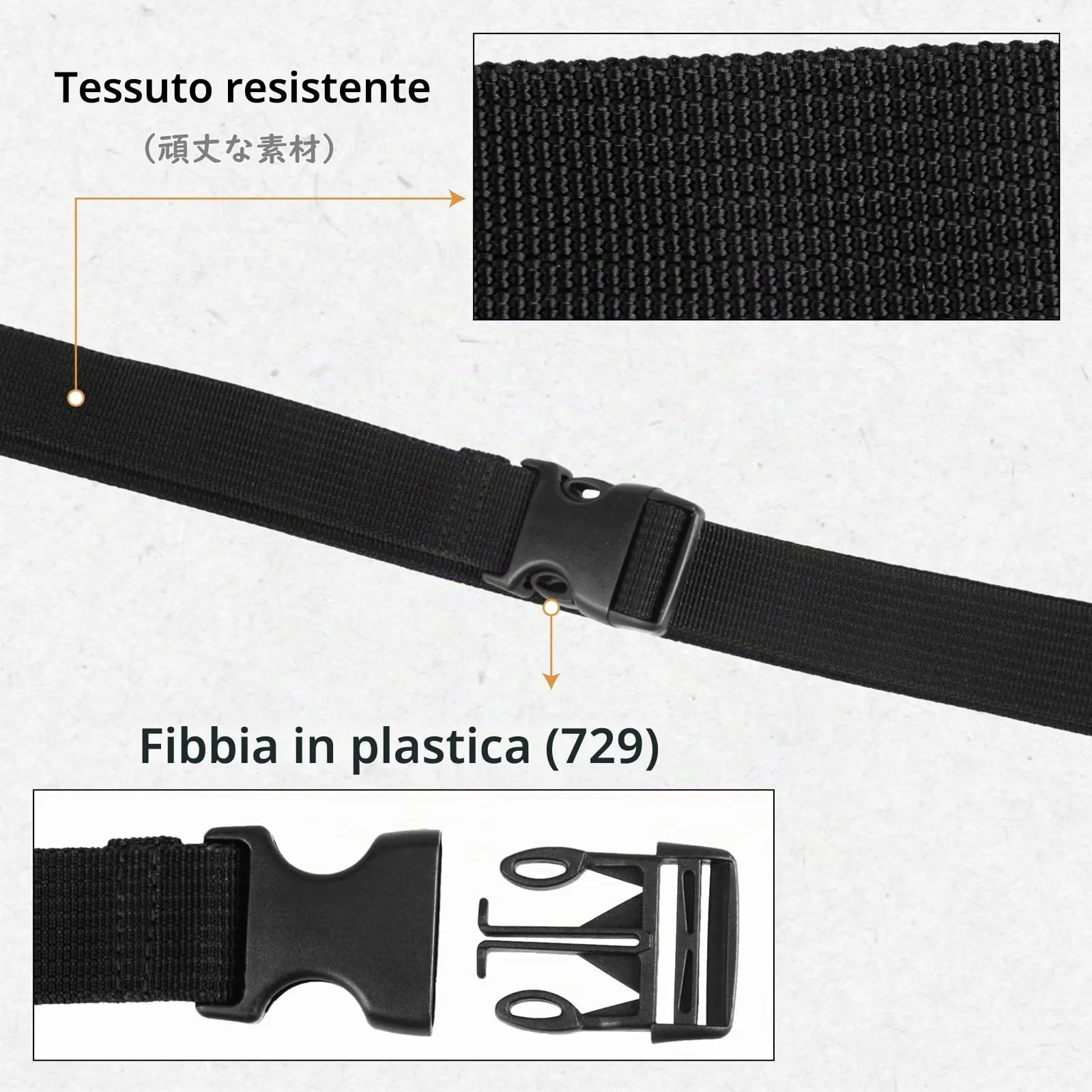 TRIWONDER Cinghie di Fissaggio per Valigie con Sgancio Rapido, Nero, 38mm, 2 m - immagine 5