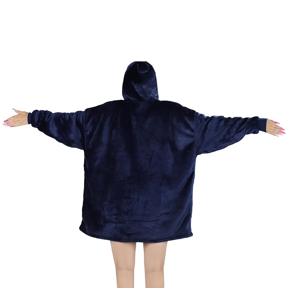 Queenshin Felpa Coperta Indossabile Squalo Blu con Cappuccio in Pile Sherpa, Oversize Unisex - immagine 4