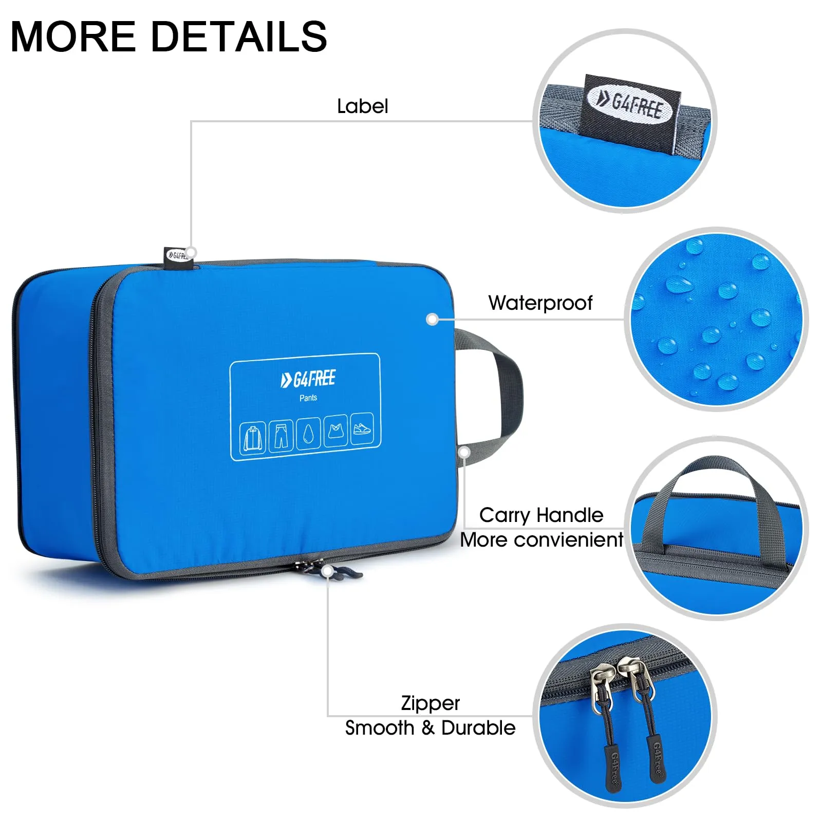G4Free Set di 6 cubi per imballaggi a compressione, organizer per vestiti e borse da viaggio - immagine 6