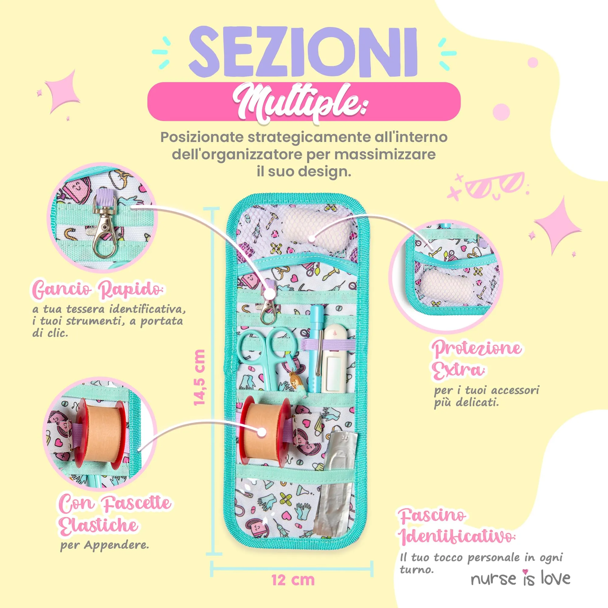 Nurse is Love Organizer da Taschino Magnetico per Divisa Sanitaria - immagine 3