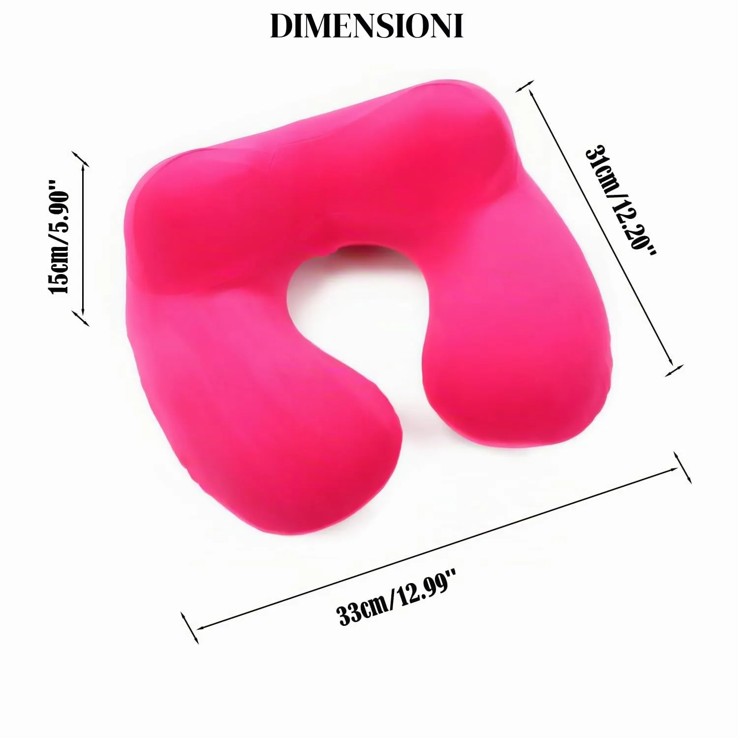Constefire Cuscino da Viaggio Gonfiabile Ergonomico con Tappi per le Orecchie e Maschera per gli Occhi (Rosso) - immagine 2
