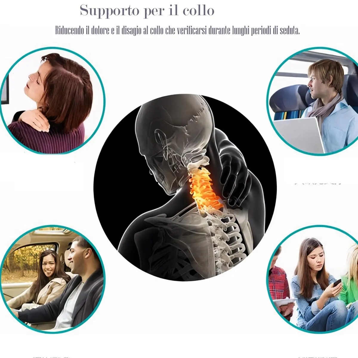 Constefire Cuscino da Viaggio Gonfiabile Ergonomico con Tappi per le Orecchie e Maschera per gli Occhi (Rosso) - immagine 4