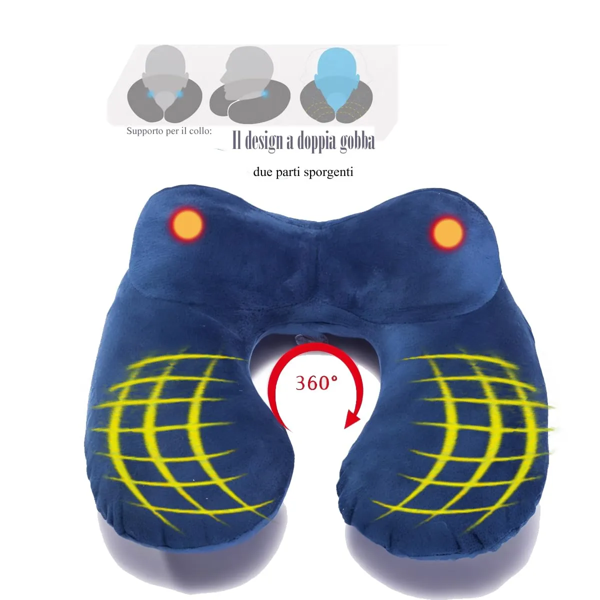 Constefire Cuscino da Viaggio Gonfiabile Ergonomico con Tappi per le Orecchie e Maschera per gli Occhi (Rosso) - immagine 6