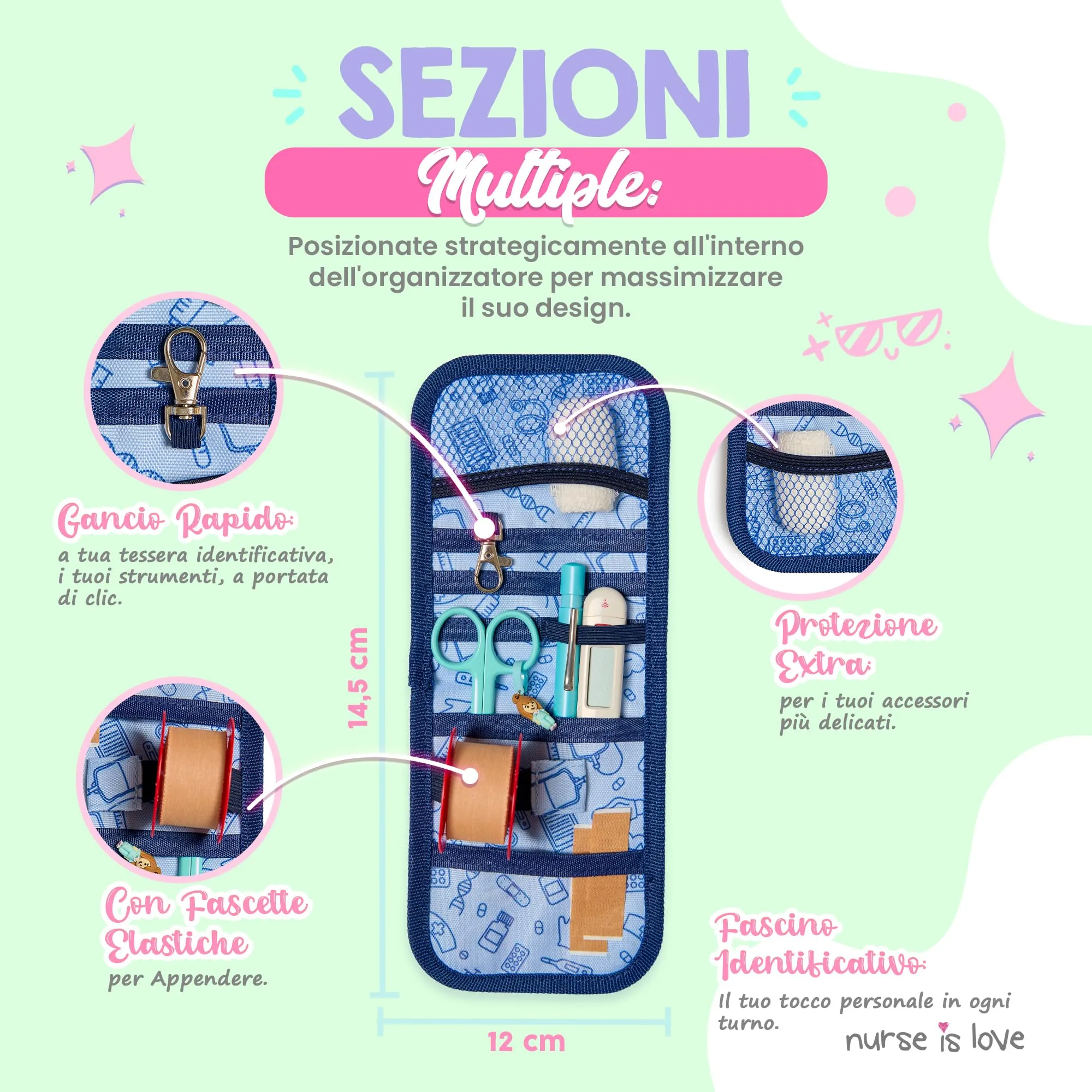 Nurse is Love Organizer da Taschino Magnetico per Divisa Sanitaria - immagine 3