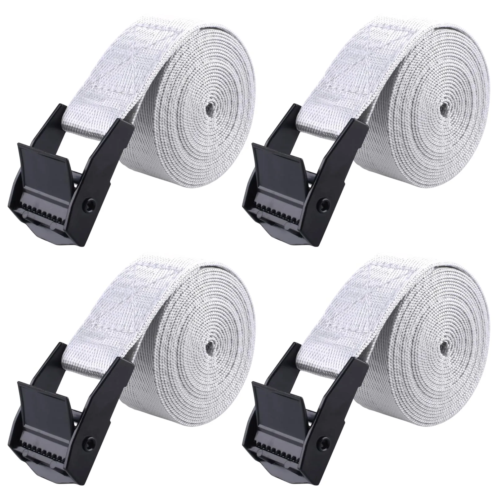 TRIWONDER Cinghie di ancoraggio in nylon con fibbie a camma, Grigio, 4 pezzi, 1,5 m - immagine 1