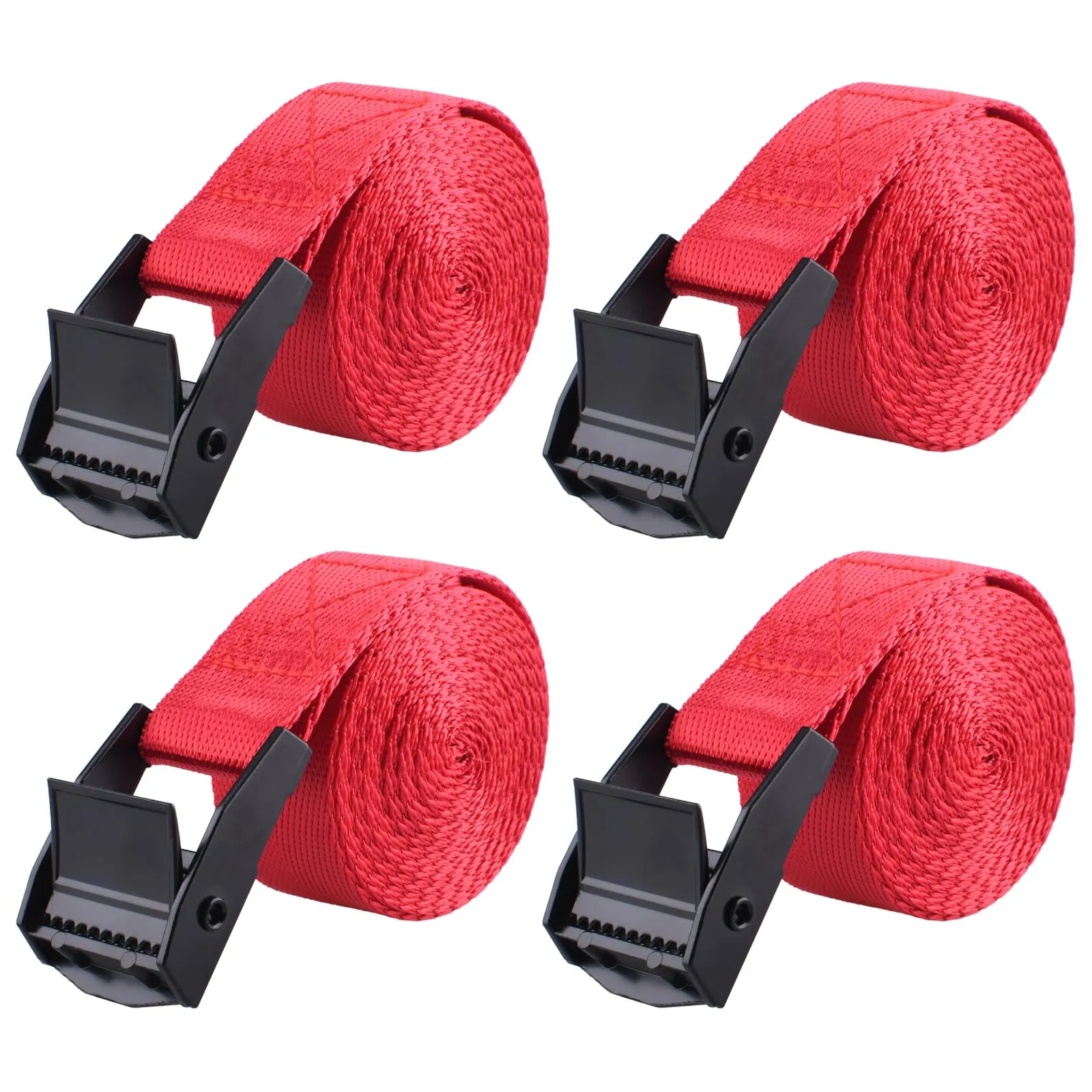 TRIWONDER Cinghia di ancoraggio 25 mm, 200 kg, acciaio inossidabile, rosso, 4 pezzi, 1 m - immagine 1