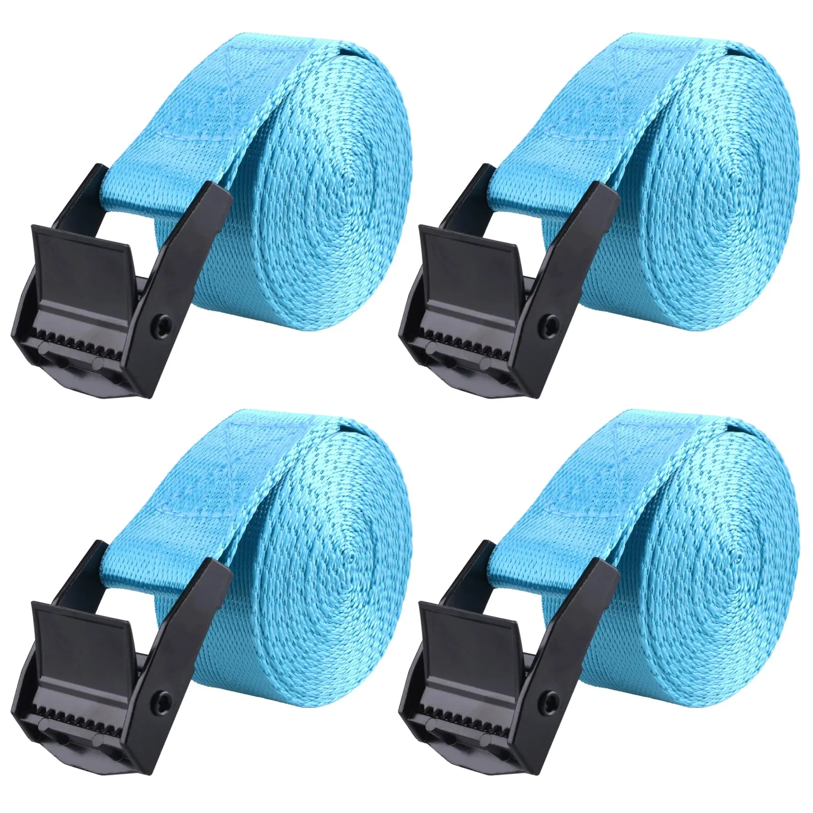TRIWONDER Fasce di fissaggio in nylon con fibbia a cricchetto, Blu chiaro, 1 m, confezione da 4 - immagine 1