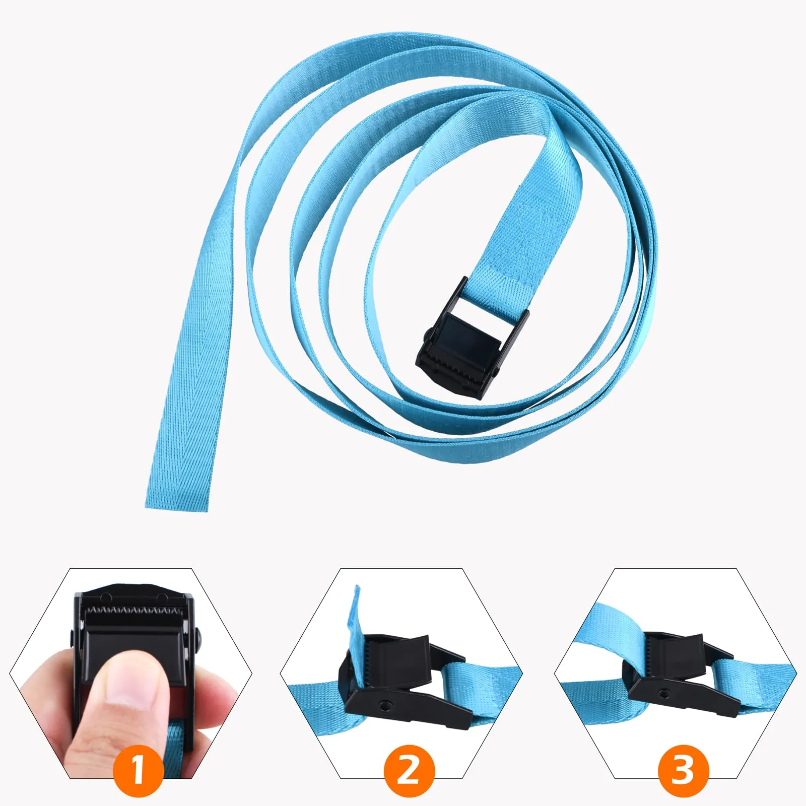 TRIWONDER Fasce di fissaggio in nylon con fibbia a cricchetto, Blu chiaro, 1 m, confezione da 4 - immagine 5
