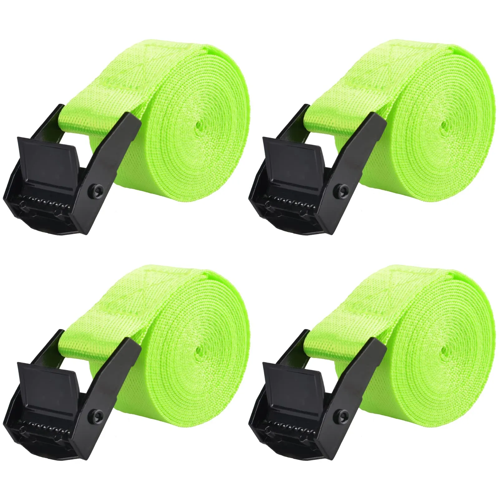 TRIWONDER Cinghia di ancoraggio 25 mm, Verde Chiaro, 1 m, 4 pezzi - immagine 1