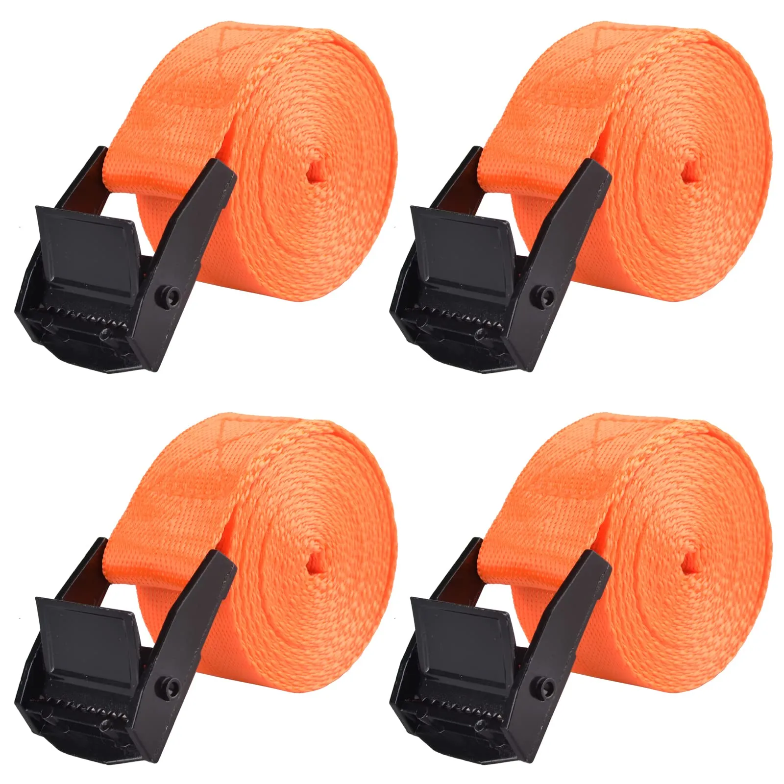 TRIWONDER Cinghie di fissaggio a cricchetto in nylon, arancione, confezione da 4 pezzi, 1.5m x 2.5cm - immagine 1