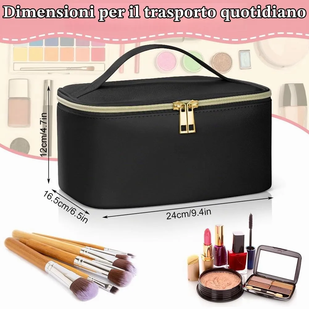 Aucuu Borsa per il Trucco in Pelle PU Impermeabile, Organizer da Viaggio di Grande Capacità per Donne e Ragazze - immagine 2