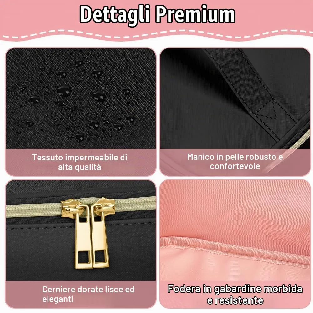 Aucuu Borsa per il Trucco in Pelle PU Impermeabile, Organizer da Viaggio di Grande Capacità per Donne e Ragazze - immagine 5