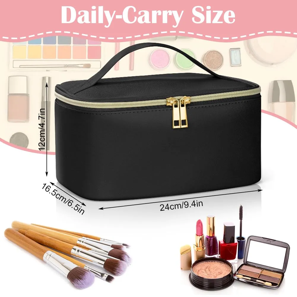 Aucuu Borsa per il Trucco in Pelle PU Impermeabile, Organizer da Viaggio di Grande Capacità per Donne e Ragazze - immagine 2