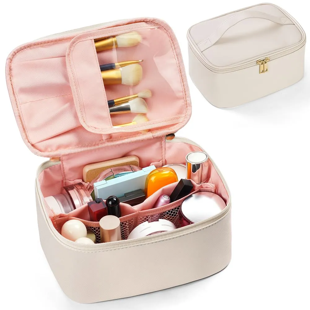 Aucuu Borsa per il Trucco in Pelle PU Impermeabile, Organizer da Viaggio di Grande Capacità per Donne e Ragazze - immagine 8