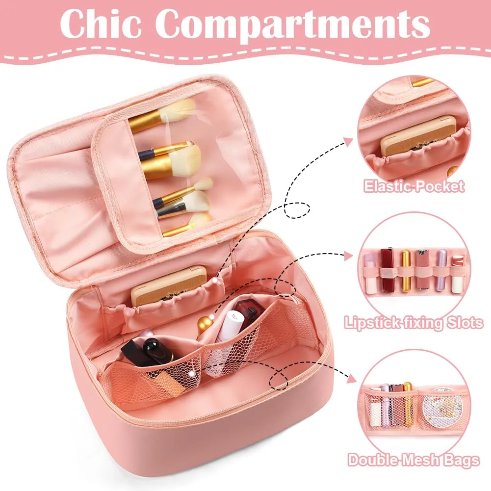 Aucuu Borsa per il Trucco in Pelle PU Impermeabile, Organizer Cosmetici da Viaggio Grande Capacità - immagine 3