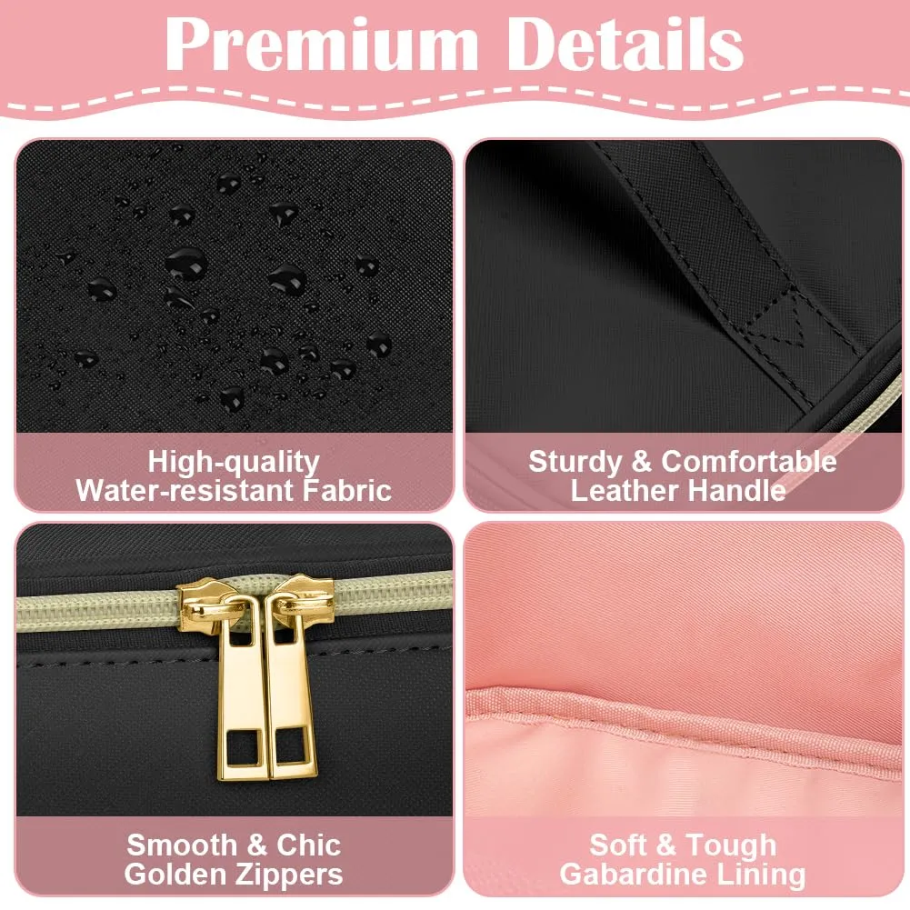 Aucuu Borsa per il Trucco in Pelle PU Impermeabile, Organizer Cosmetici da Viaggio Grande Capacità - immagine 5