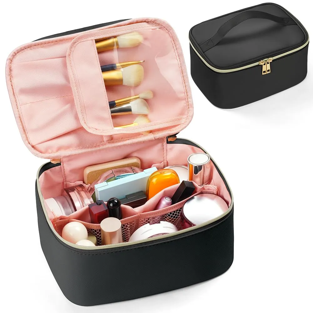 Aucuu Borsa per il Trucco in Pelle PU Impermeabile, Organizer Cosmetici da Viaggio Grande Capacità - immagine 8